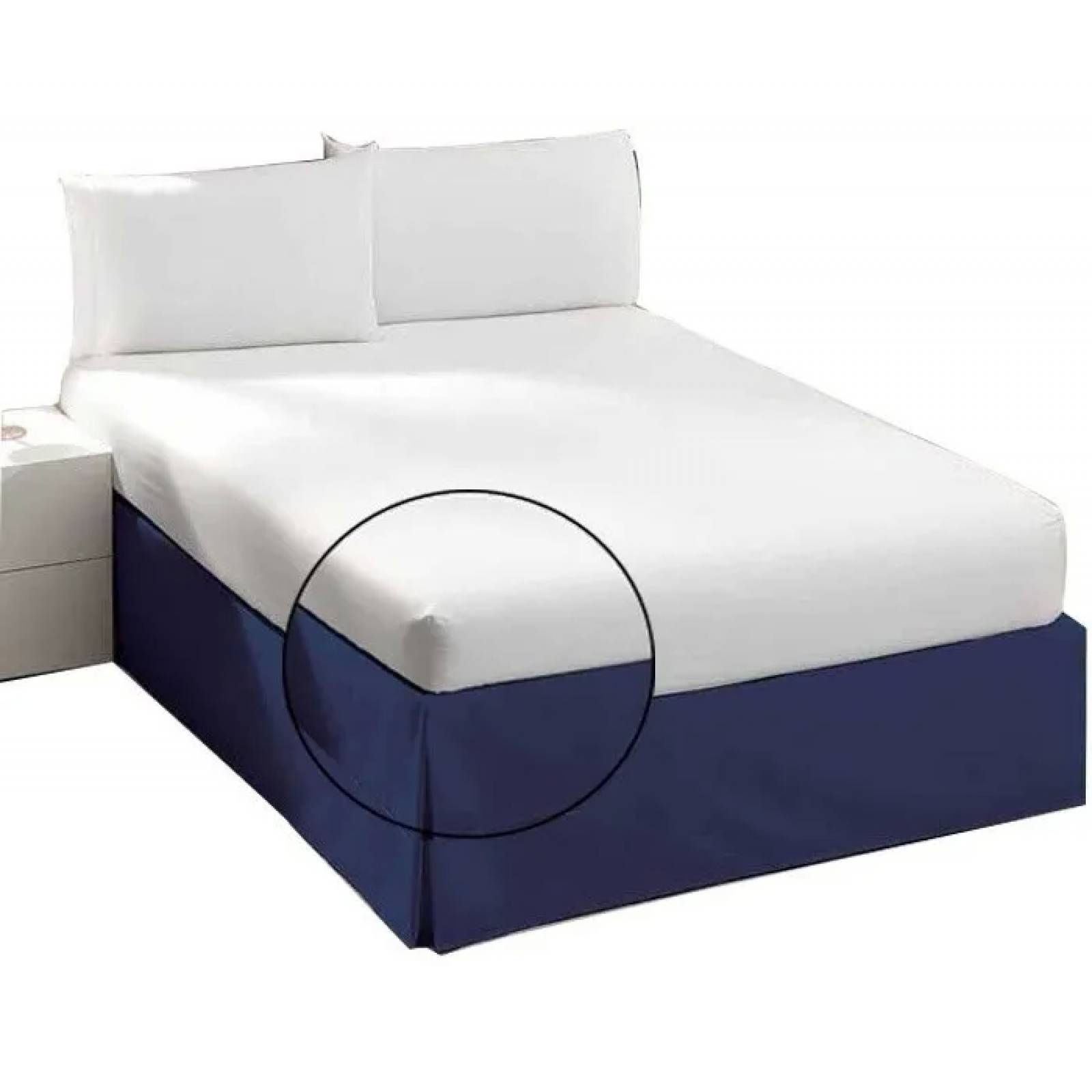 Rodapie De Cama Matrimonial Azul Marino Concord | Faldón Para Colchón