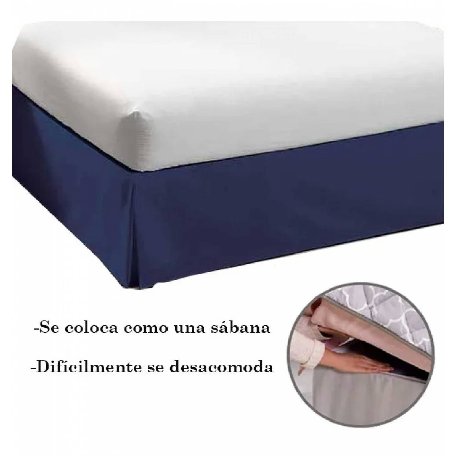 Rodapie De Cama Matrimonial Azul Marino Concord | Faldón Para Colchón