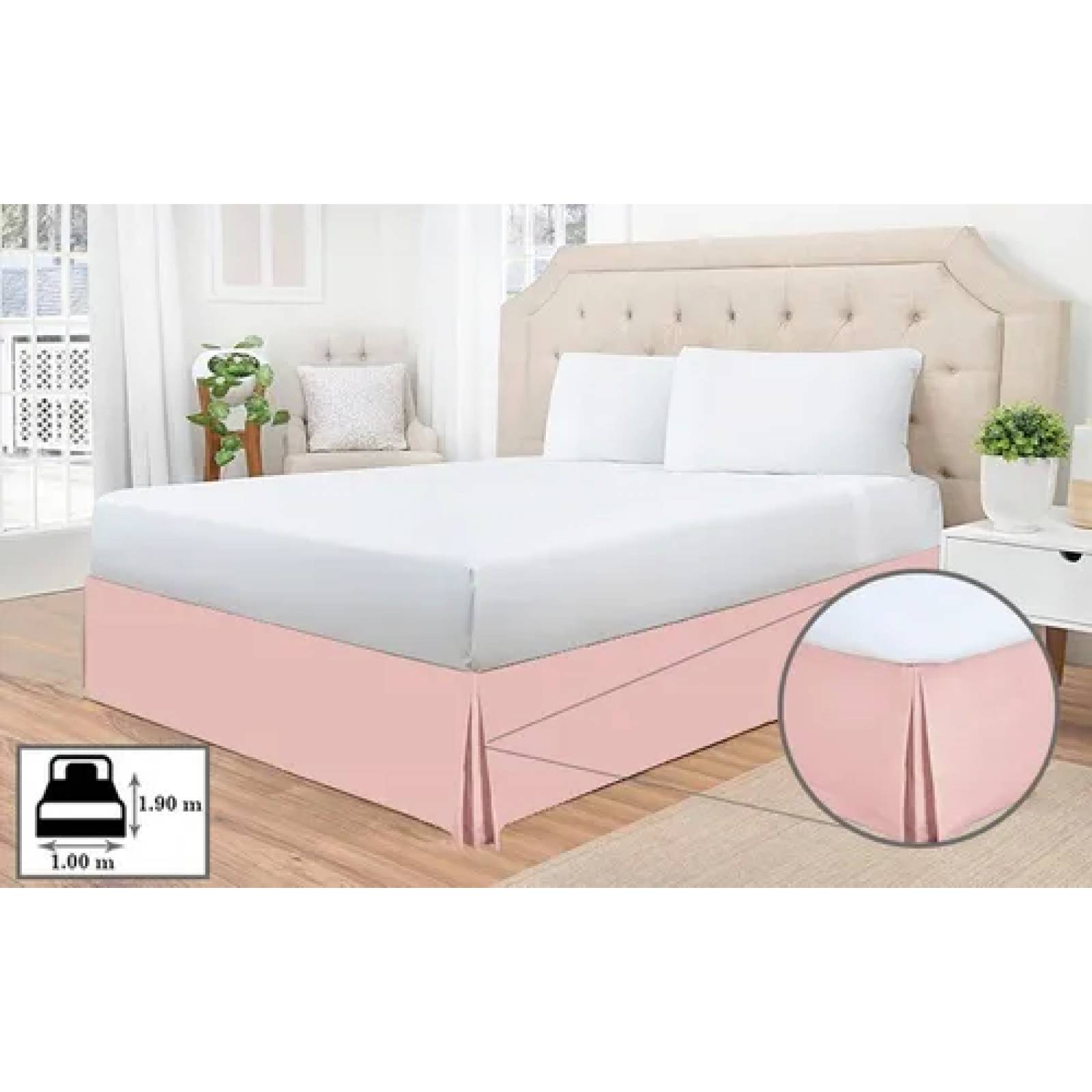 Rodapie De Cama Individual Rosa Vianney | Faldón Para Colchón