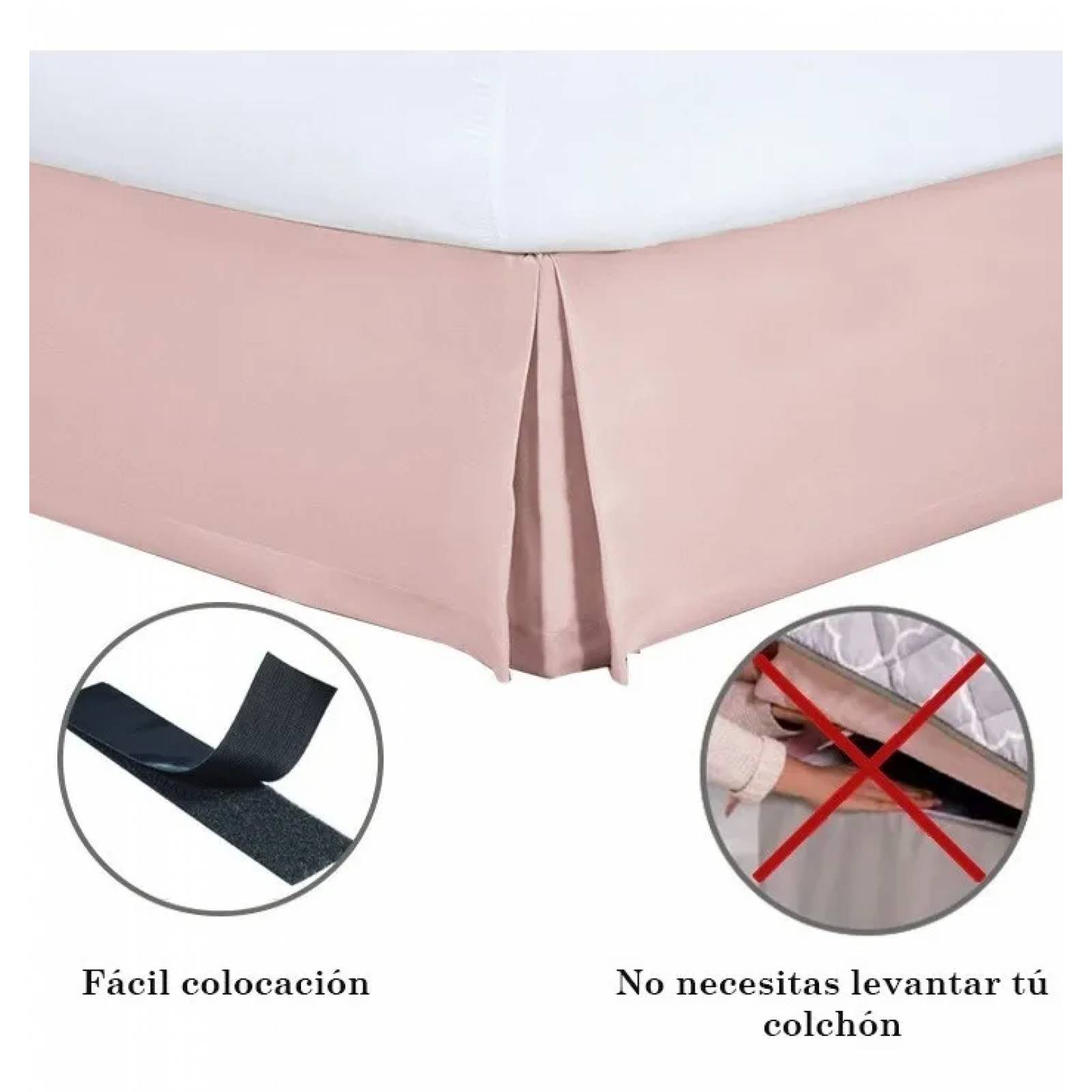 Rodapie De Cama Individual Rosa Vianney | Faldón Para Colchón