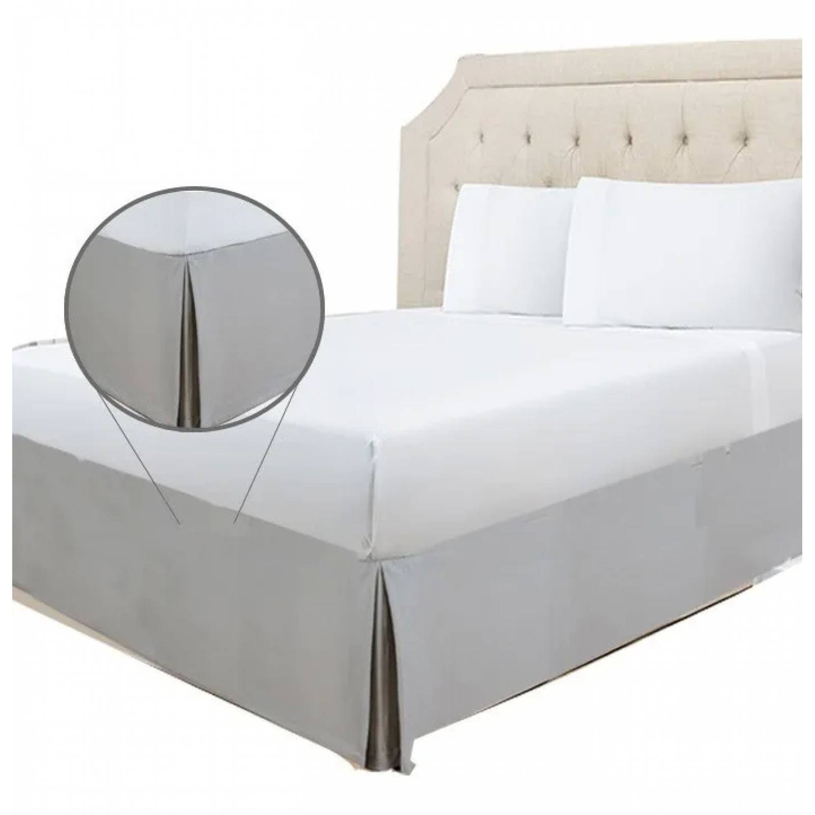 Rodapie De Cama Individual Gris Vianney | Faldón Para Colchón