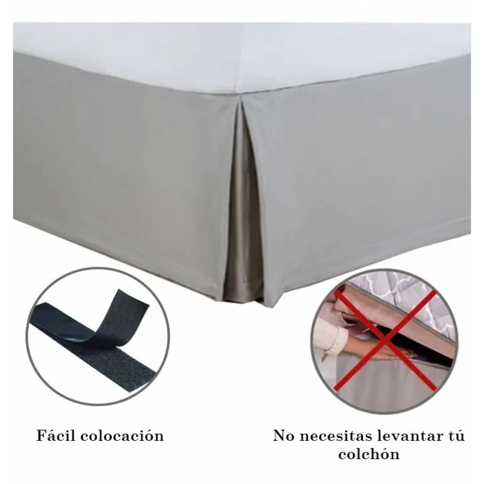 Rodapie De Cama Queen Gris Vianney | Faldón Para Colchón