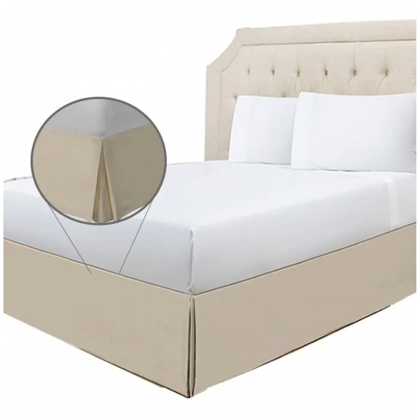 Rodapie De Cama King Beige Vianney | Faldón Para Colchón