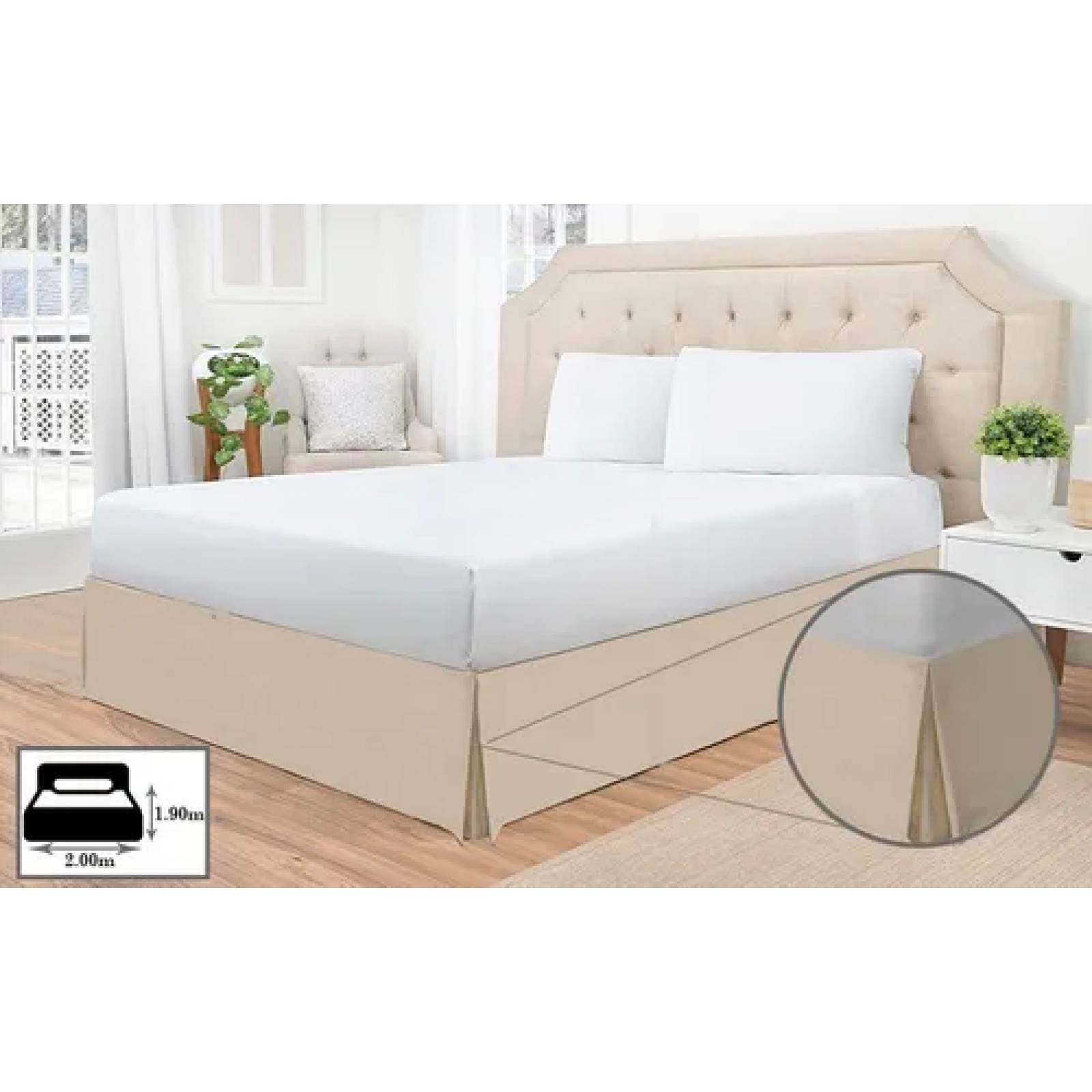 Rodapie De Cama King Beige Vianney | Faldón Para Colchón