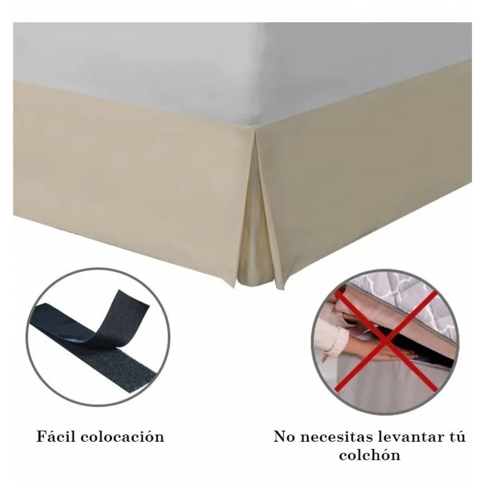 Rodapie De Cama King Beige Vianney | Faldón Para Colchón