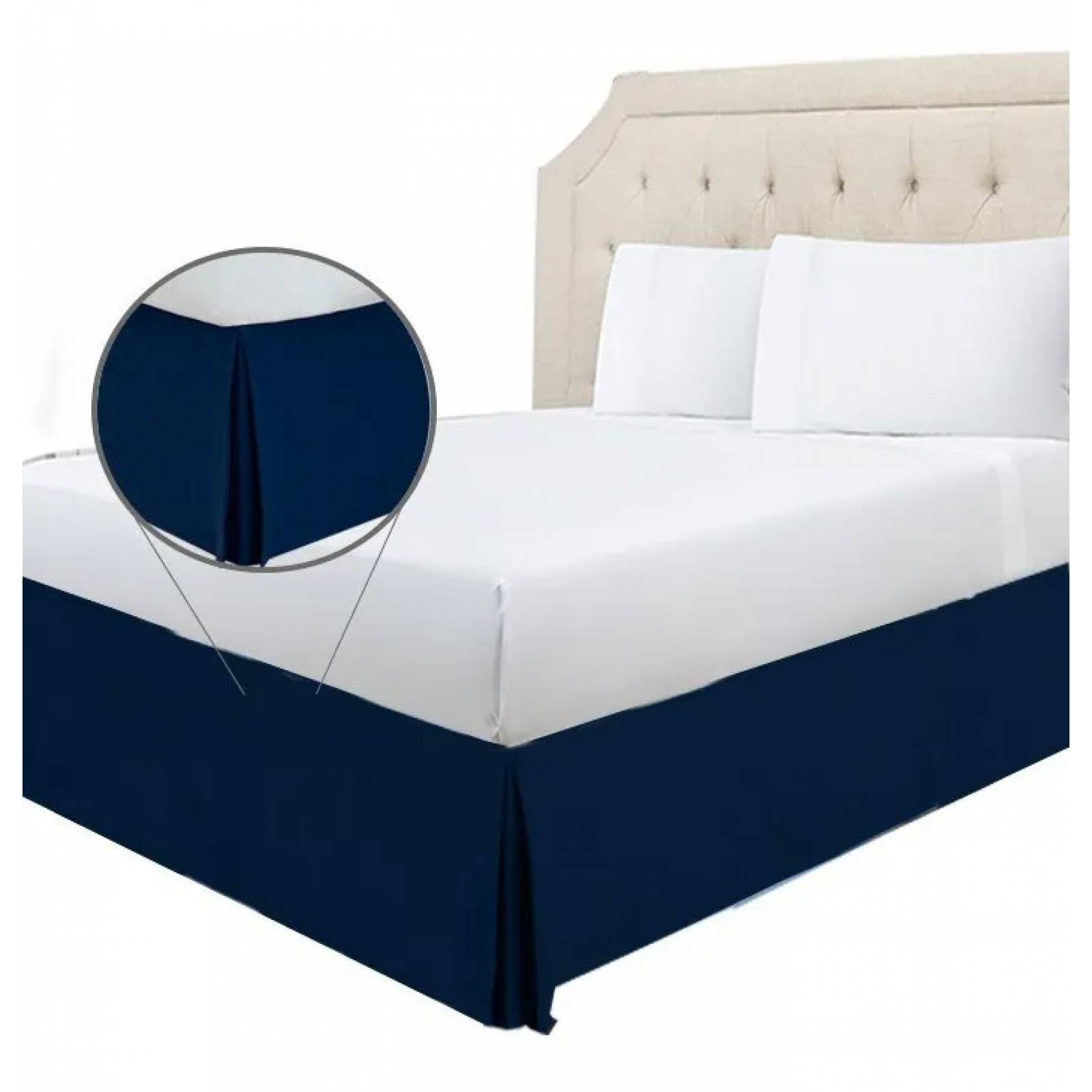 Rodapie De Cama King Azul Vianney | Faldón Para Colchón