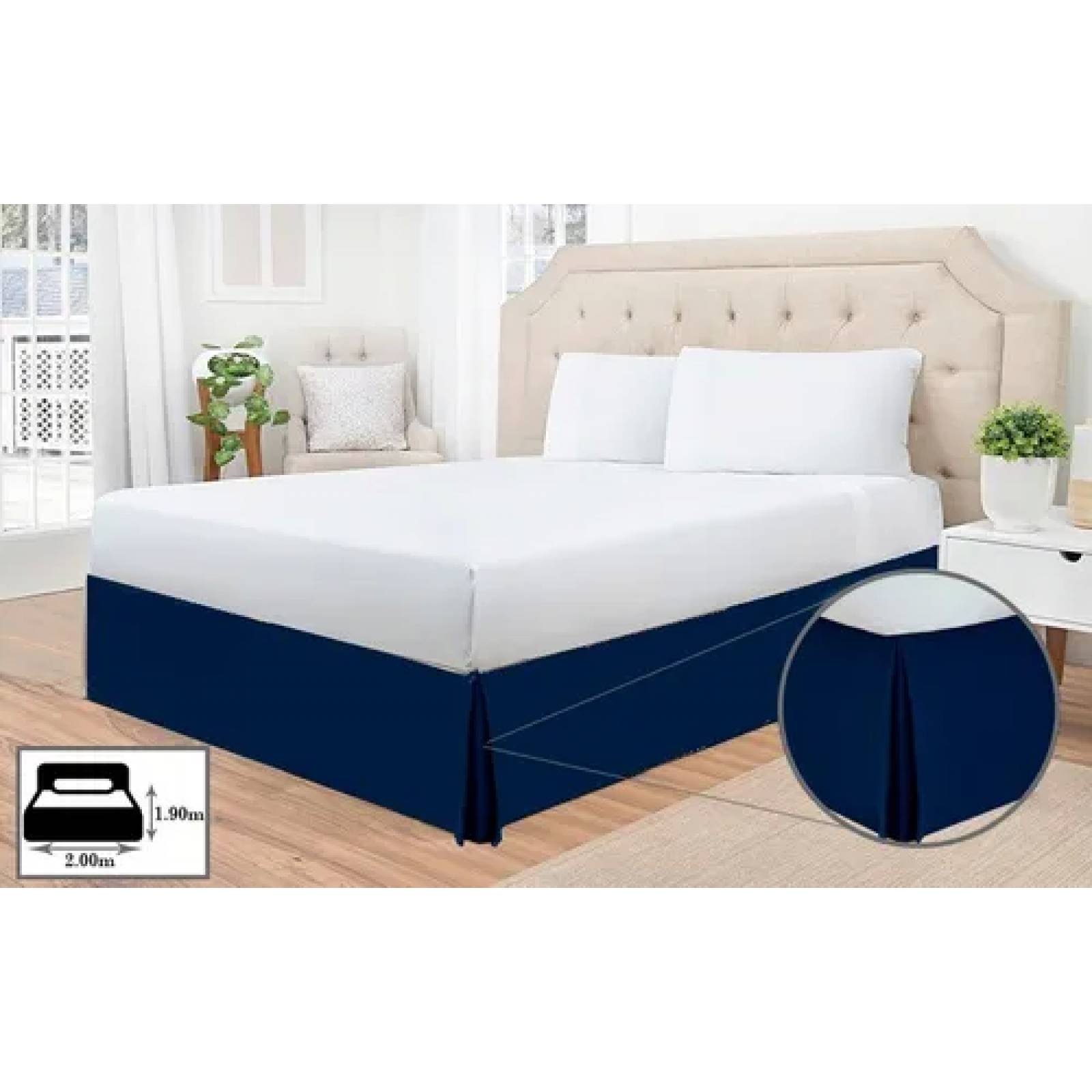 Rodapie De Cama King Azul Vianney | Faldón Para Colchón