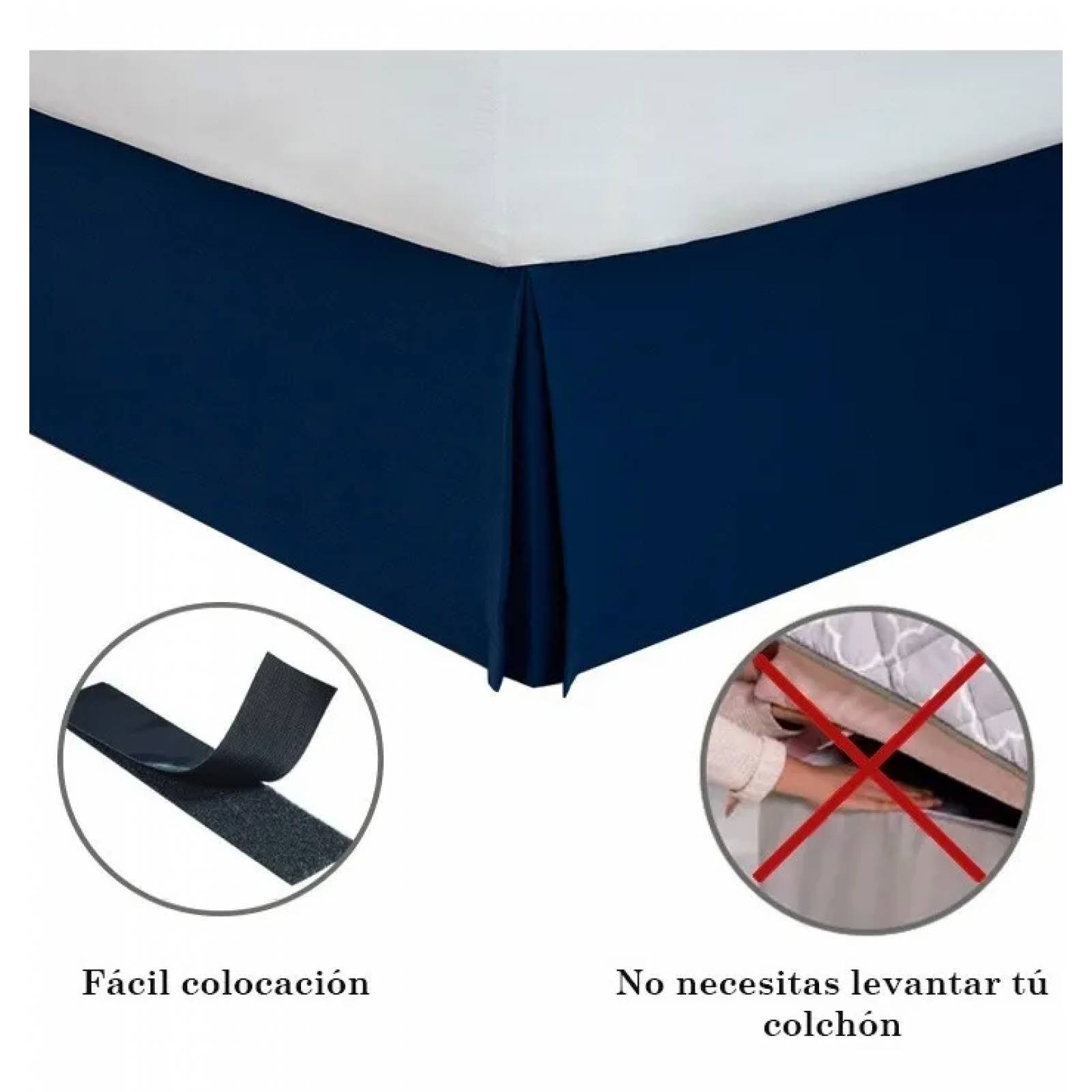 Rodapie De Cama King Azul Vianney | Faldón Para Colchón