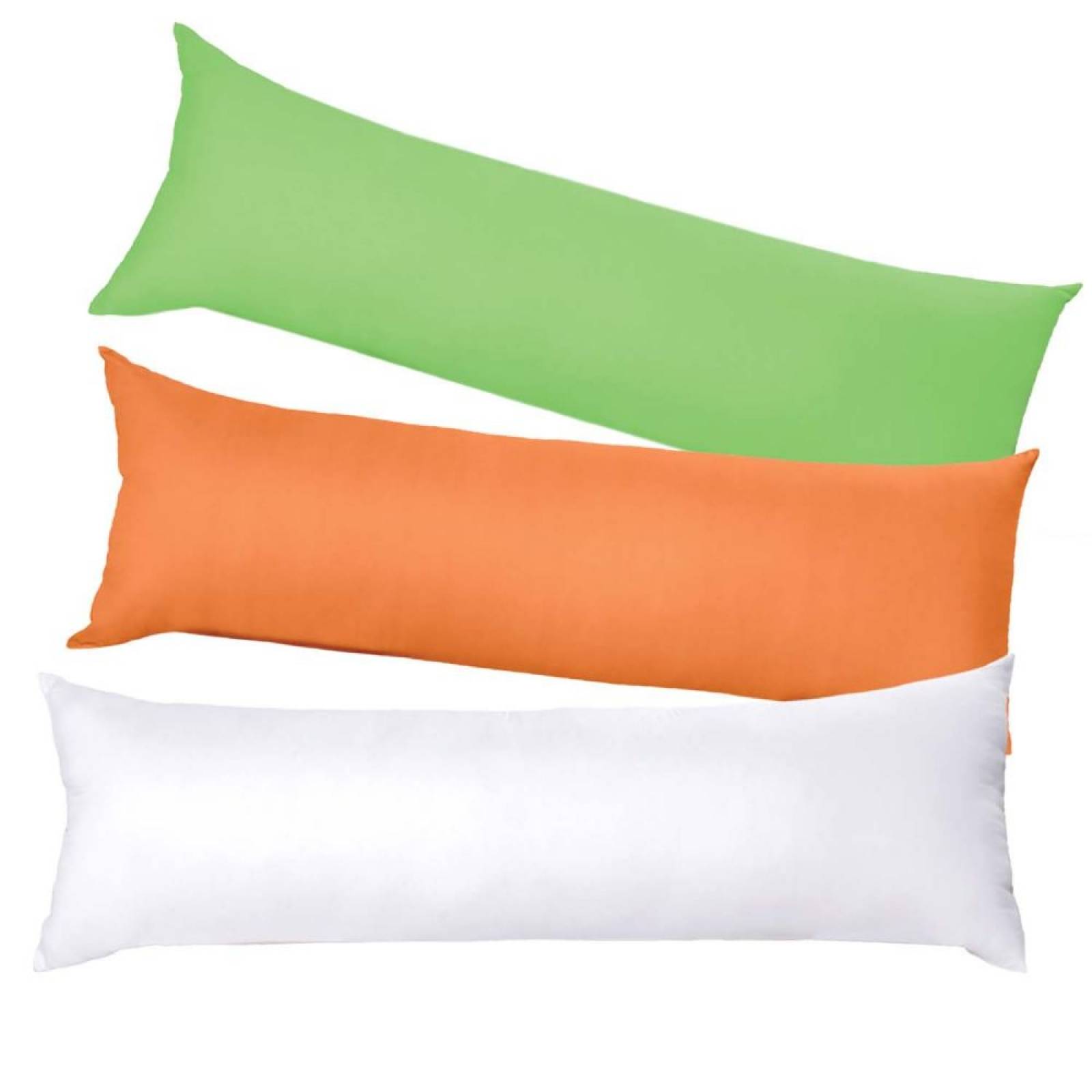 Almohada Abrazable Cuerpo Completo | 3 Fundas Incluidas | Verde, Naranja y Blanca