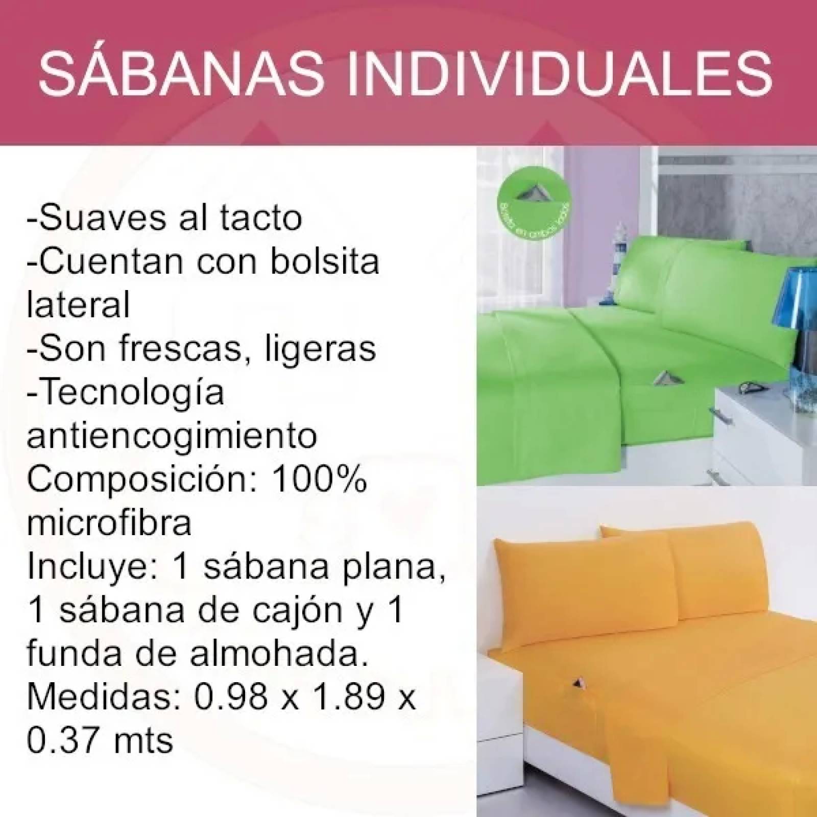 Juego De Sábanas Individuales, Durables Y De Uso Rudo | Color Lila