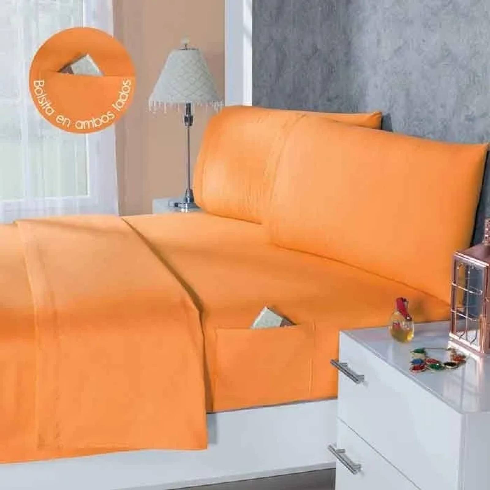 Juego De Sábanas Matrimoniales, Durables Y De Uso Rudo | Color Naranja
