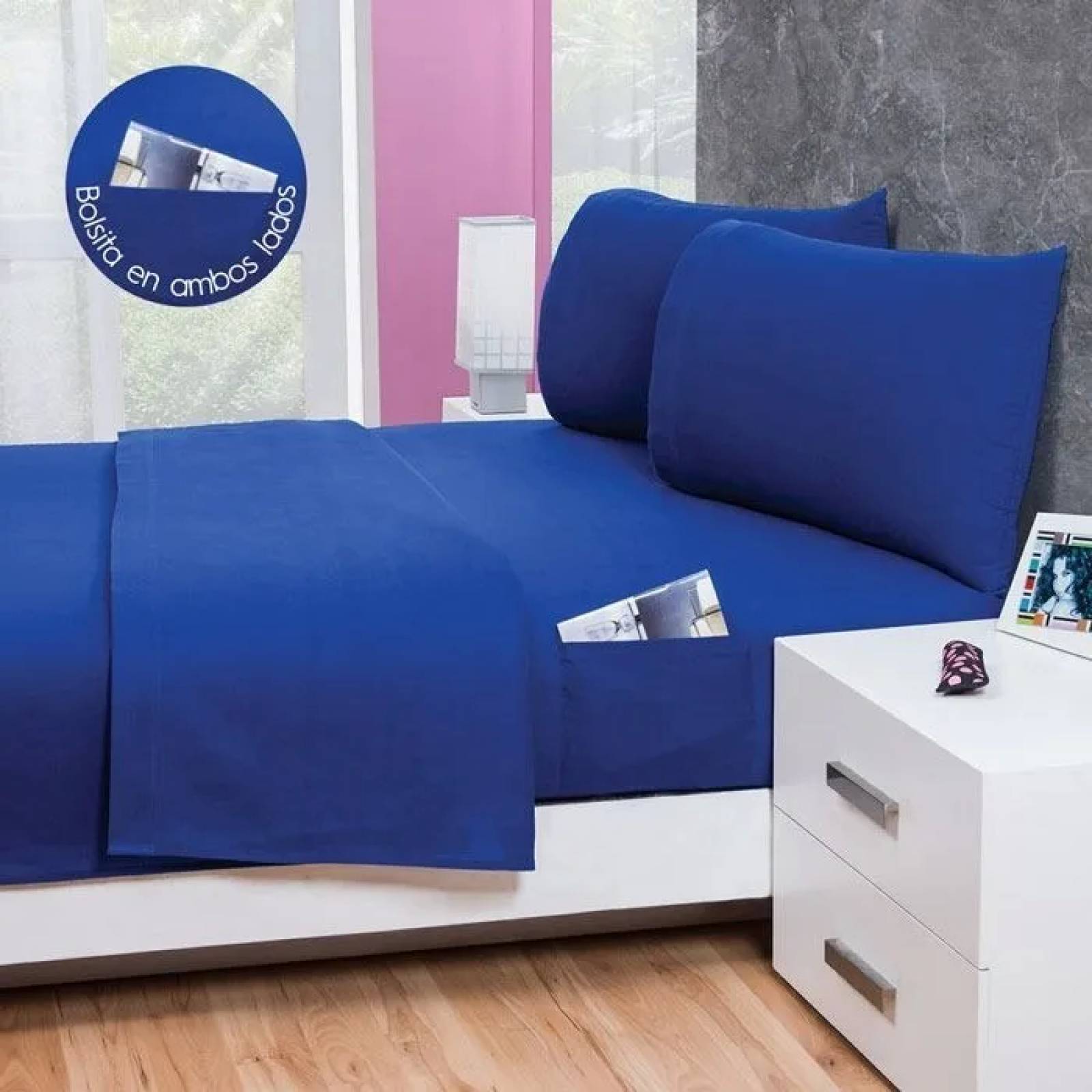 Juego De Sábanas King Size, Durables Y De Uso Rudo | Color Azul Rey