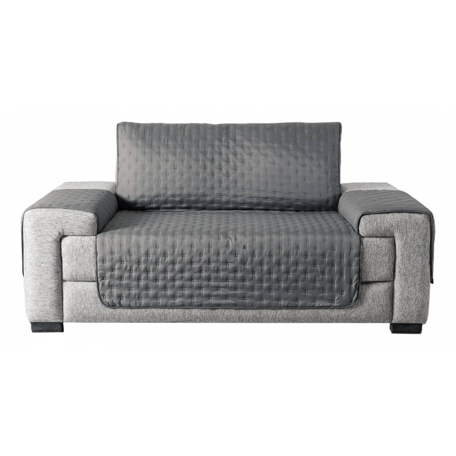 Funda para sillón mediano gris - beige | Protector para sala loveseat: doble vista, repelente | Forro para sillón 2 plazas