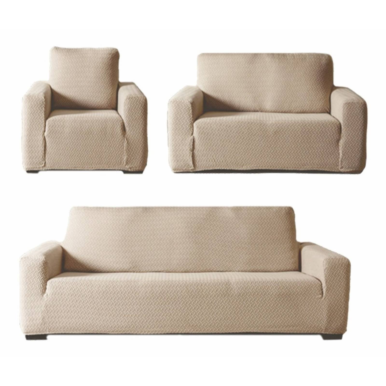 Kit de elásticas fundas para sillones beige | Juego de protectores para sala | Forros para sillones