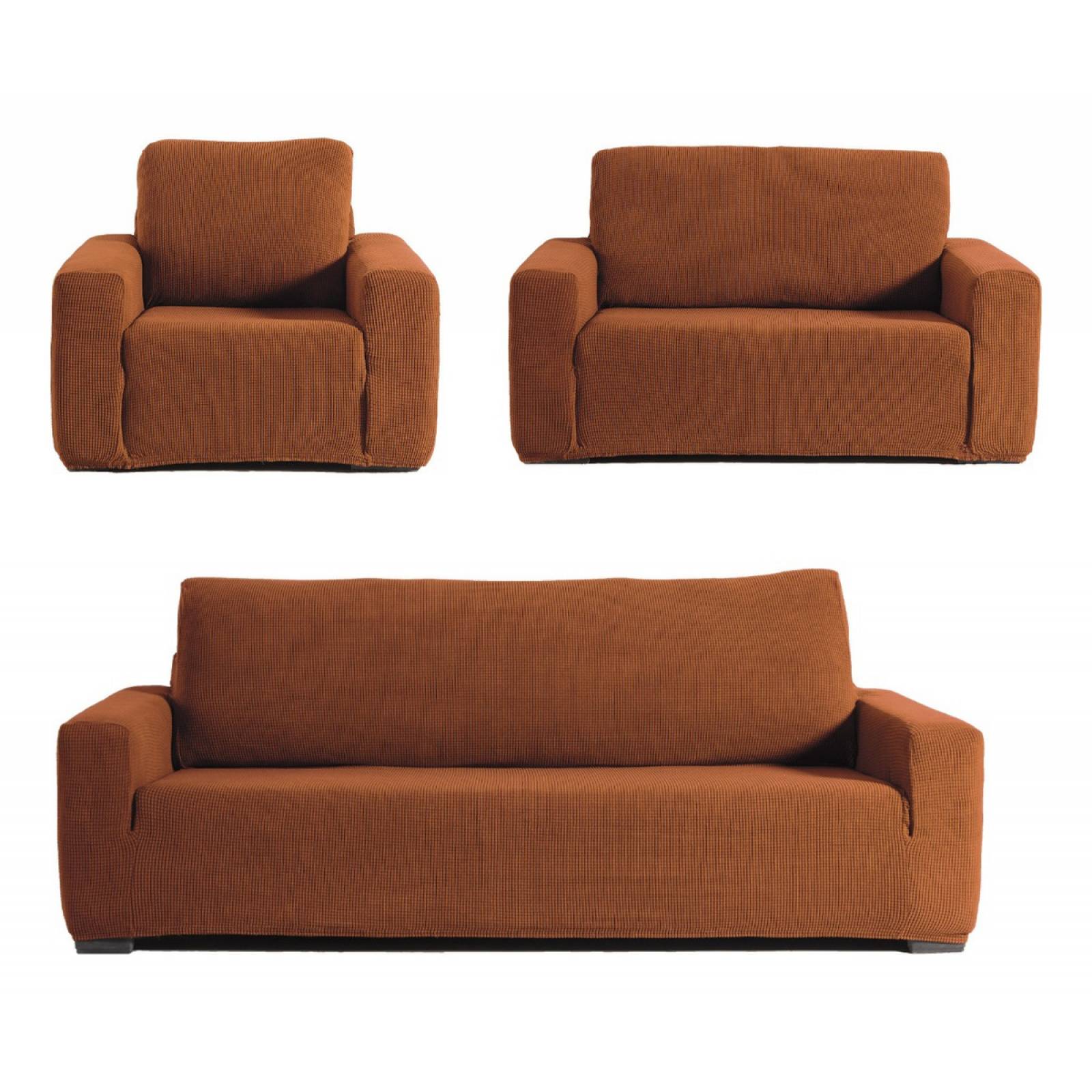 Kit de elásticas fundas para sillones café claro | Juego de protectores para sala | Forros para sillones