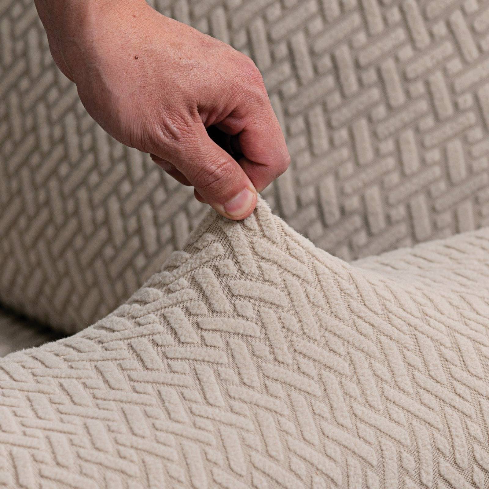 Elástica funda para sillón grande gris claro | Protector para sala sofa | Forro para sillón 3 plazas