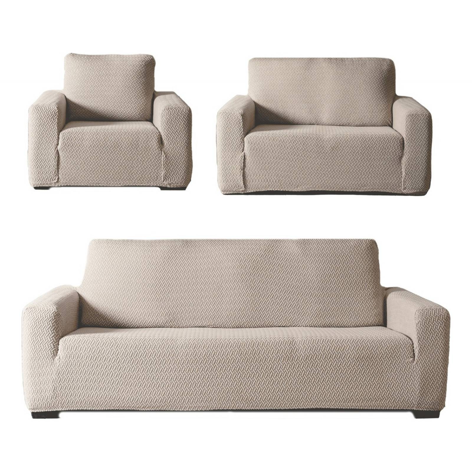Kit de elásticas fundas para sillones gris claro | Juego de protectores para sala | Forros para sillones