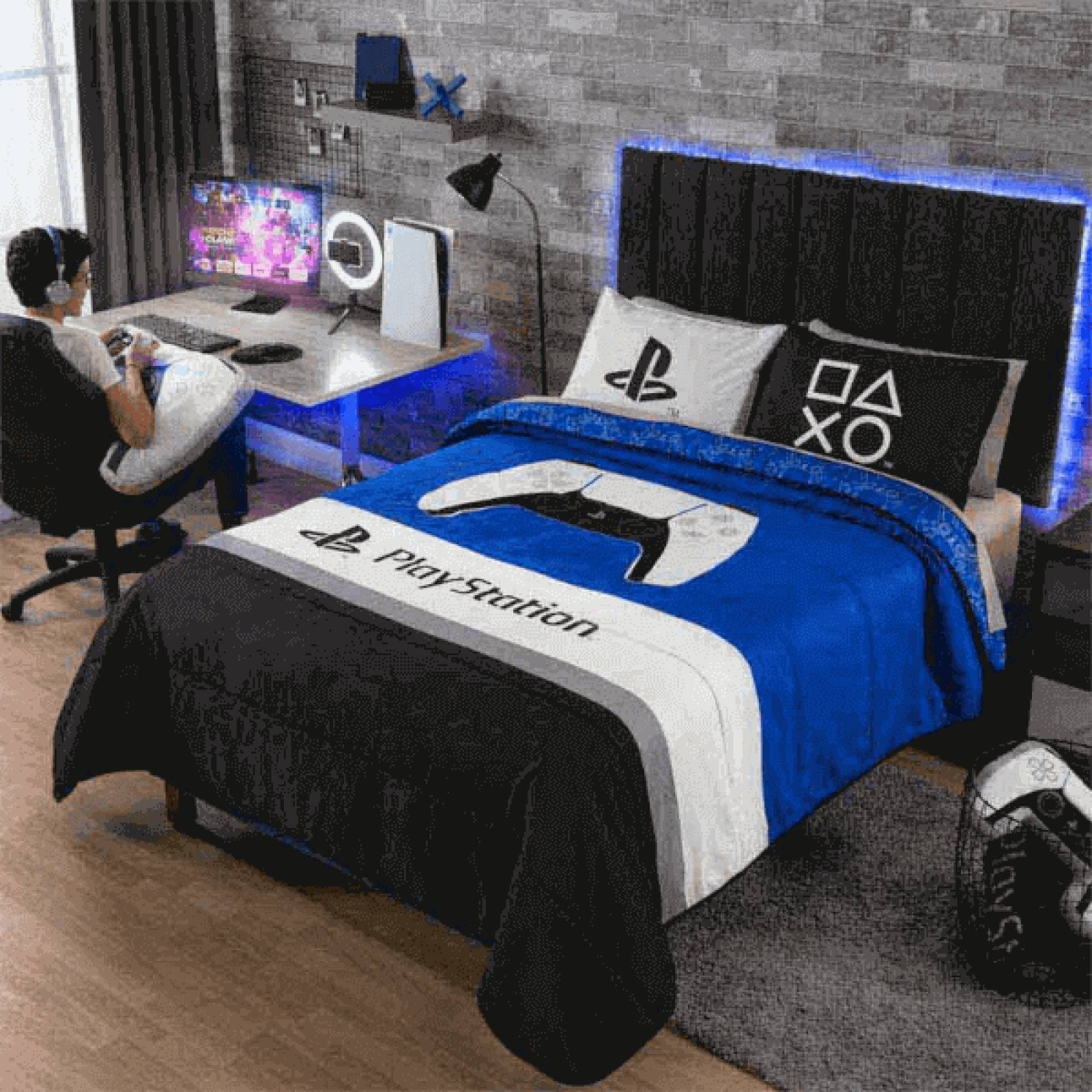 Edredón individual PS5 playstation, gamer c/ funda