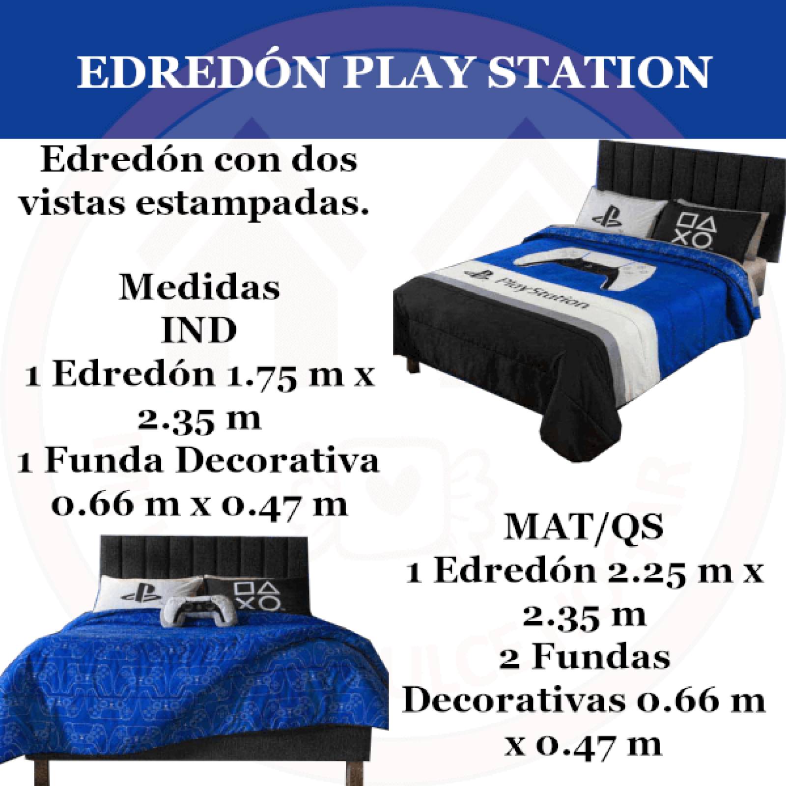 Edredón individual PS5 playstation, gamer c/ funda