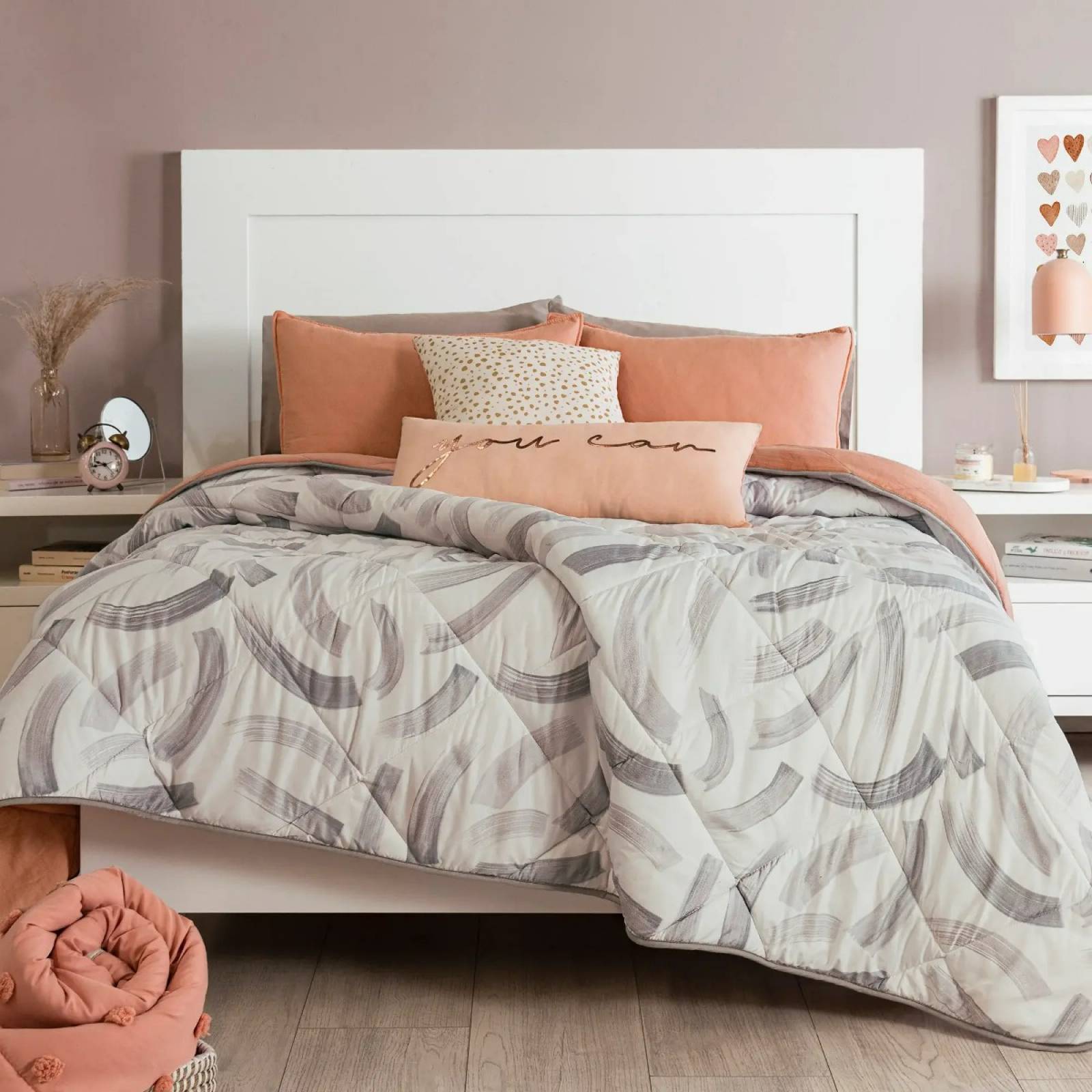 Edredón queen size para niñas doble vista c/ funda y cojin