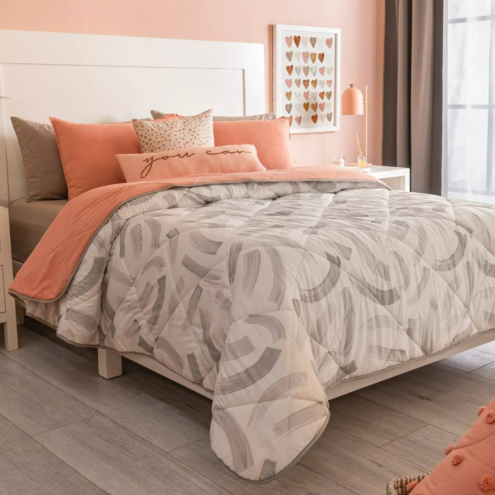 Edredón queen size para niñas doble vista c/ funda y cojin