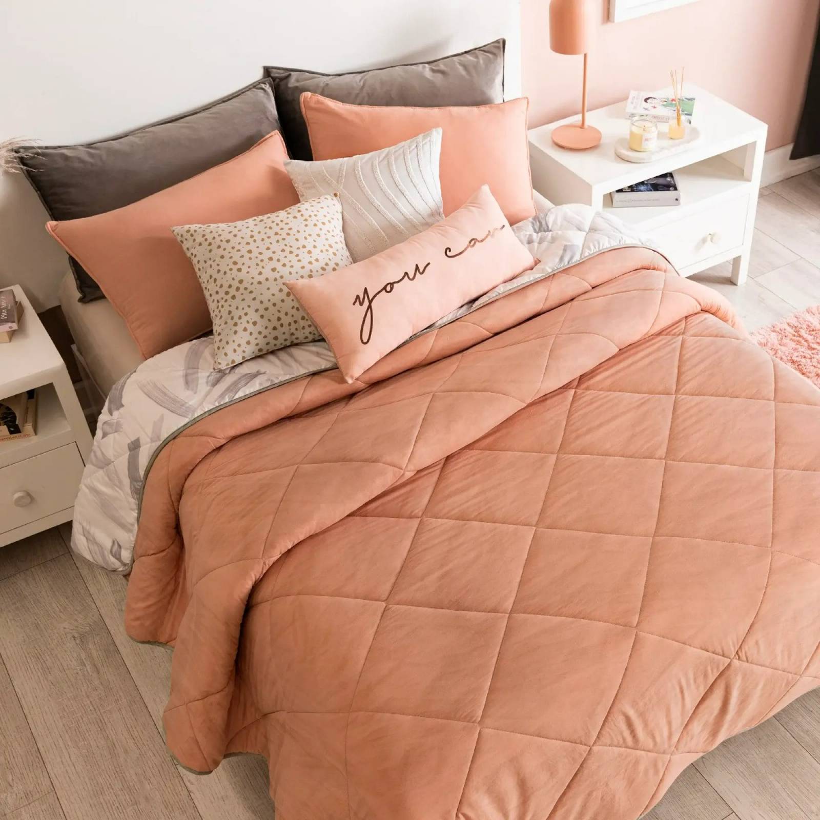 Edredón queen size para niñas doble vista c/ funda y cojin