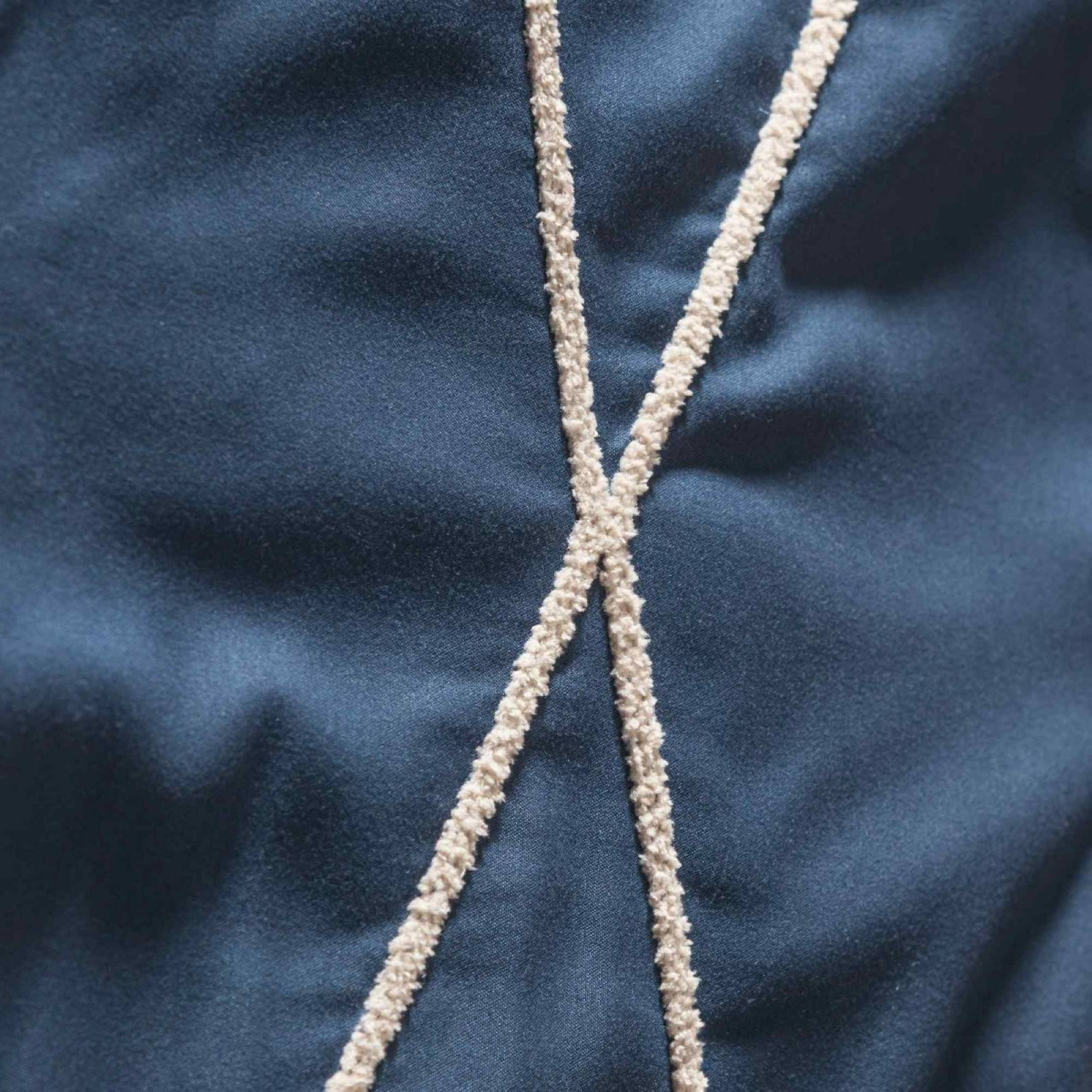 Edredón queen size bordado azul rombos c/ cojin y funda