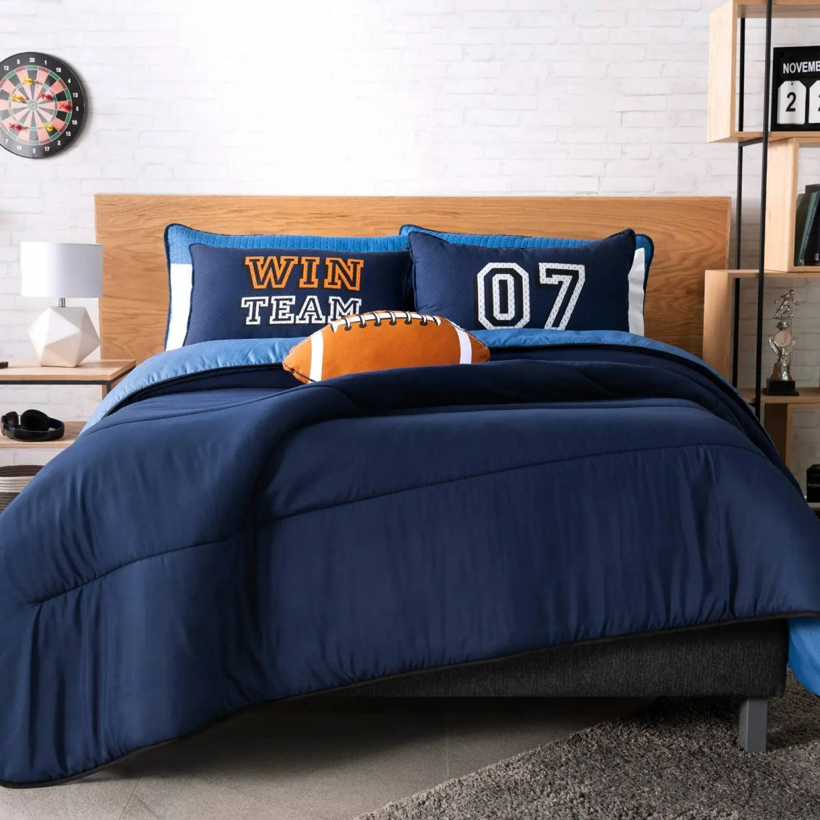 Edredón queen size para niños deportes c/ funda y cojin