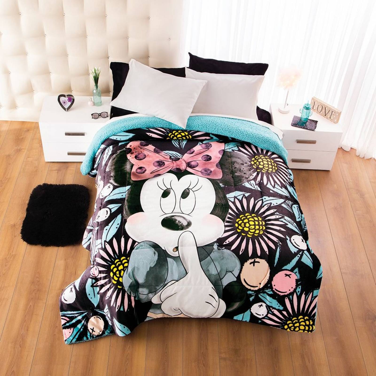 Edredon aborregado Matrimonial. Cobertor ninas Disney Mimi