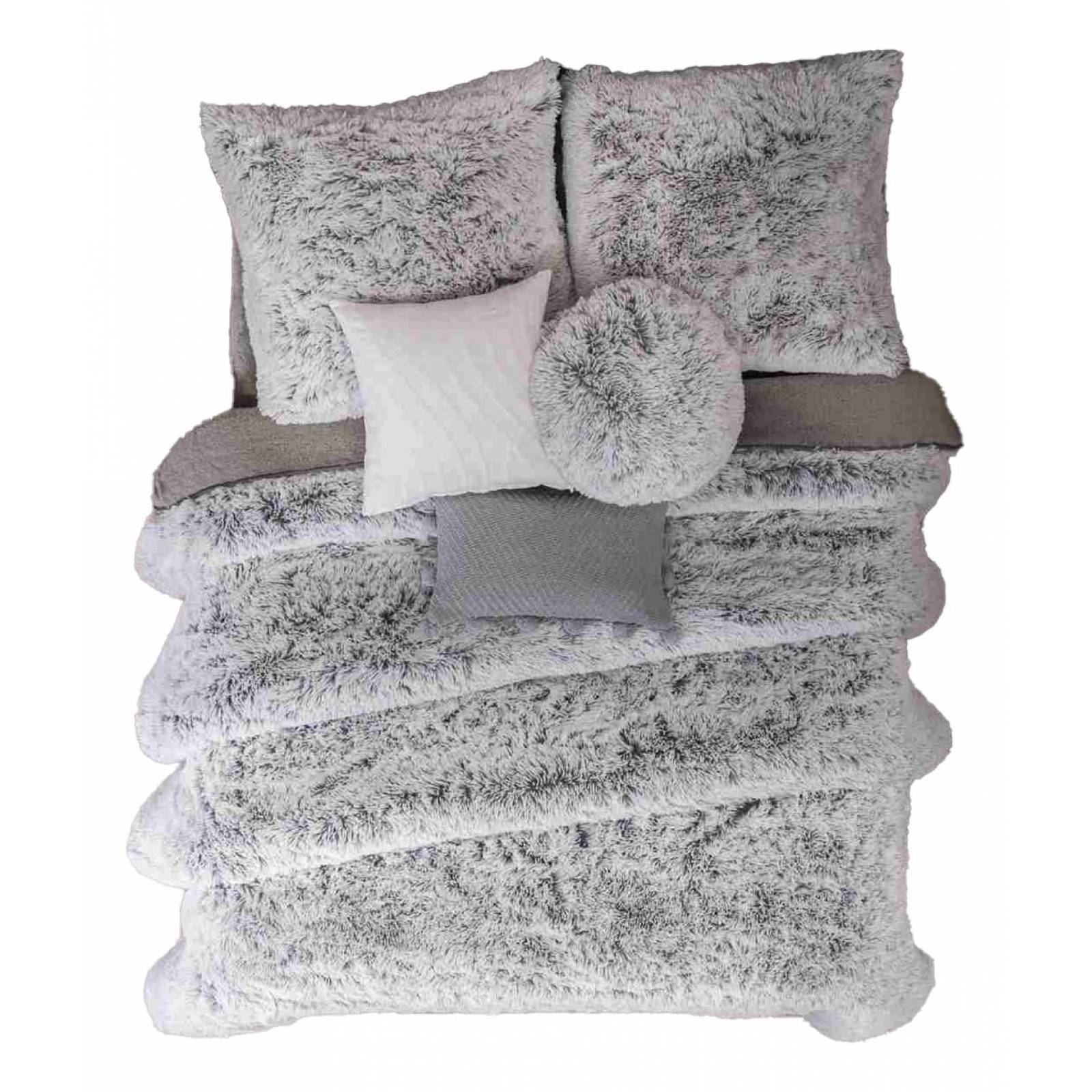 Cobertor king peludo blanco con negro