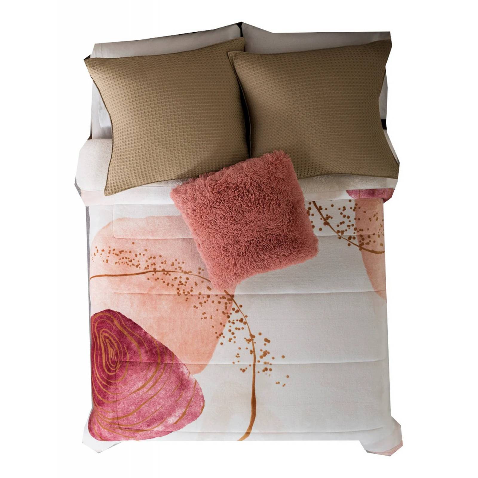 Cobertor individual doble vista crema.