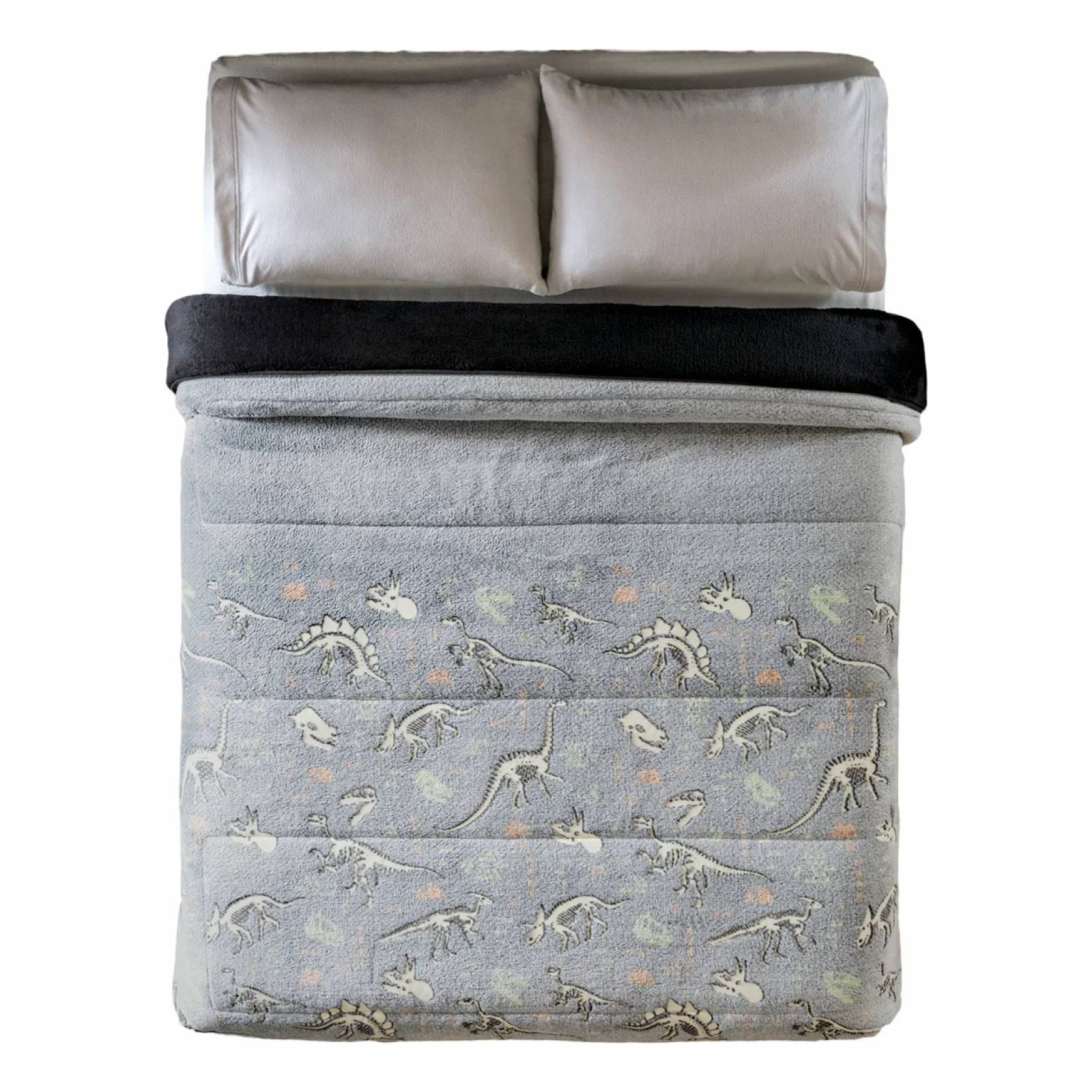 Cobertor matrimonial para ninos dinosaurios brillo en oscuridad