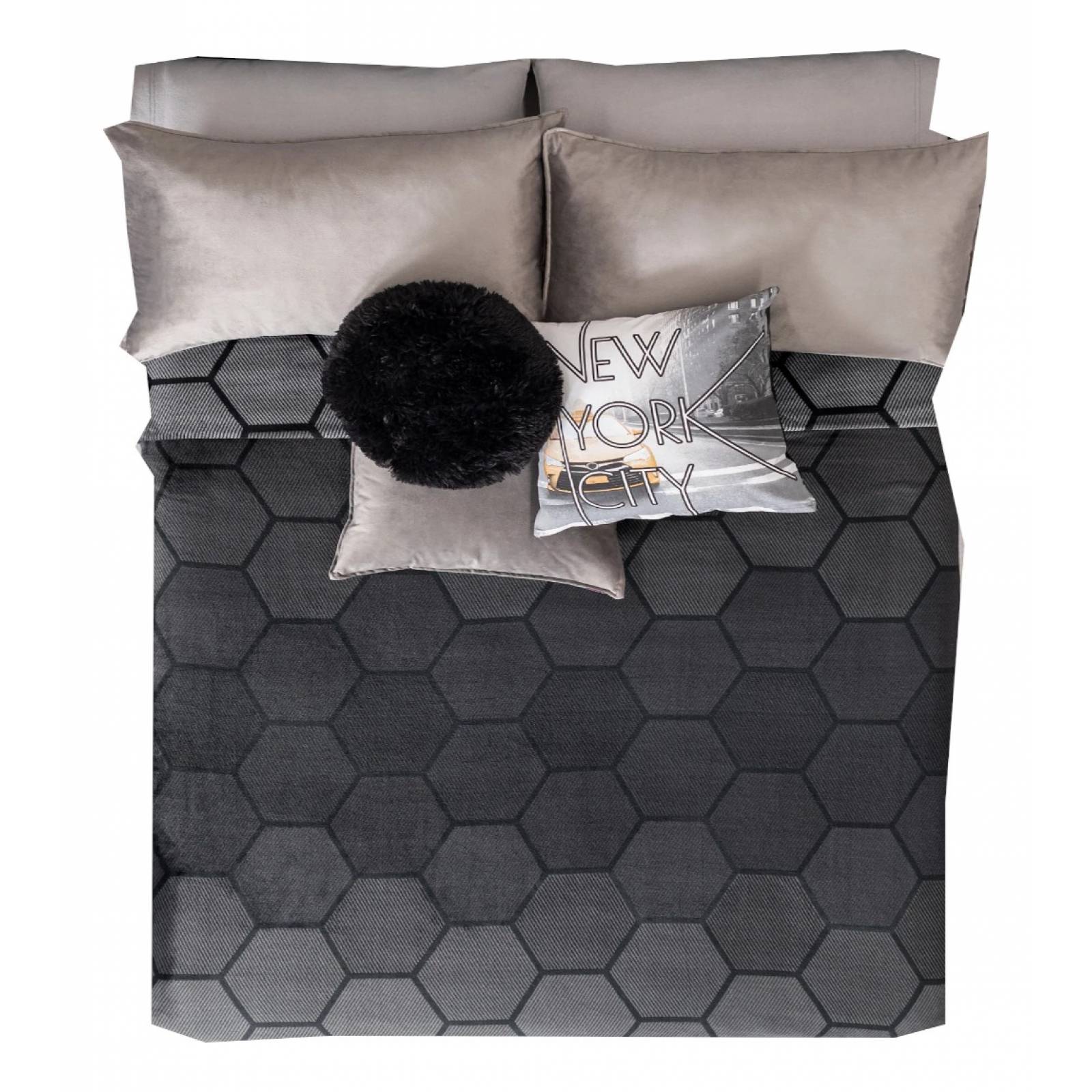 Frazada negra con hexagonos