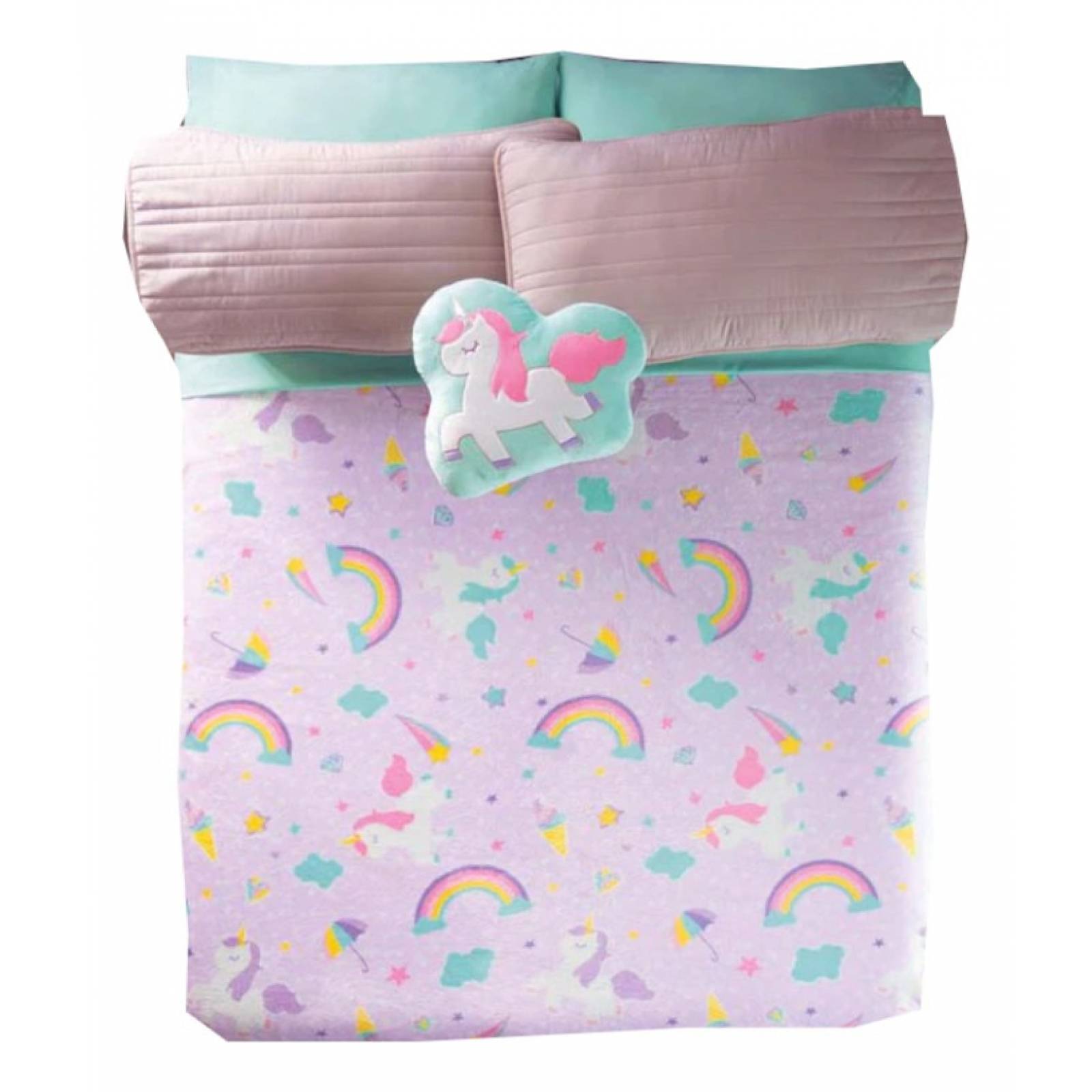 Cobija matrimonial para ninas de unicornios