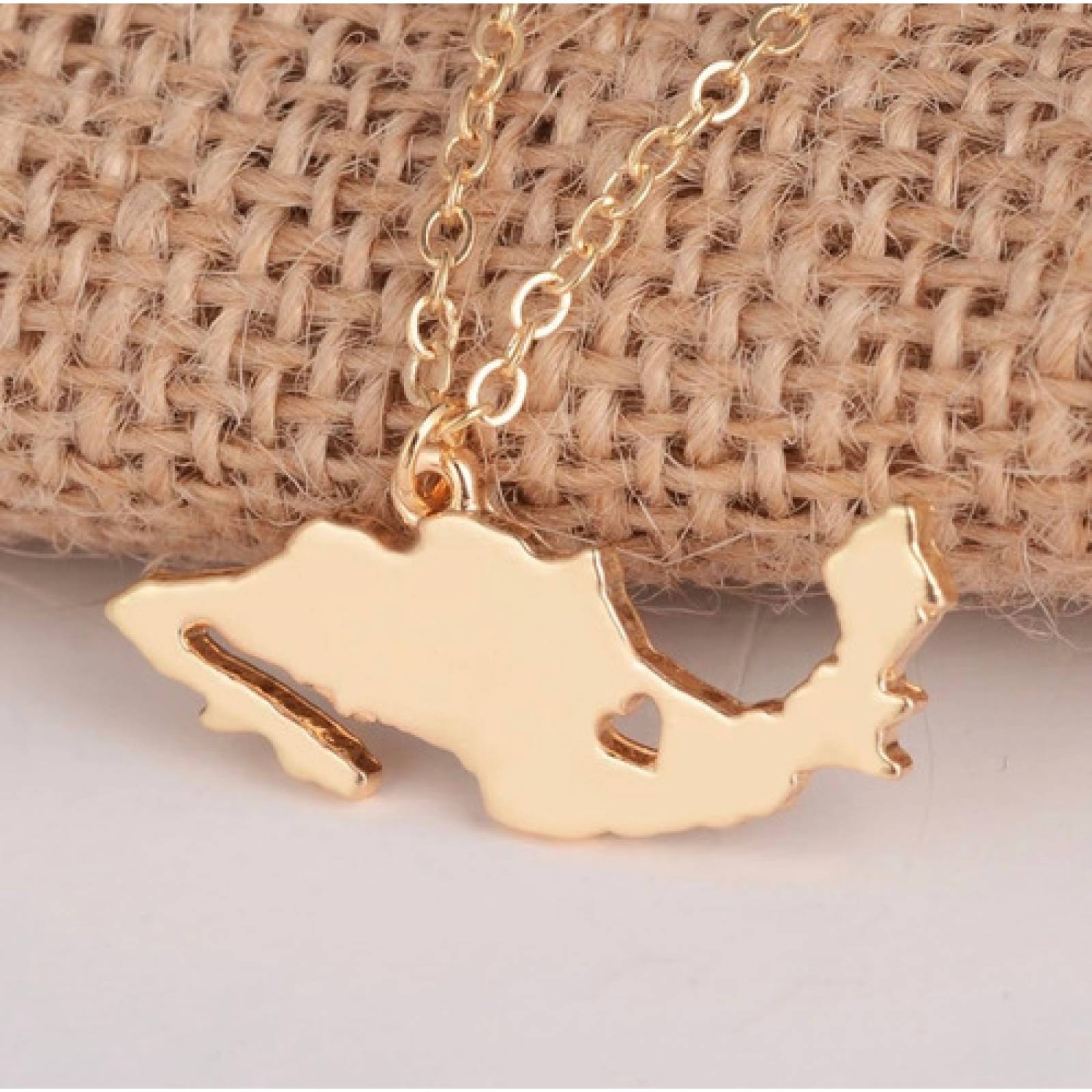 Collar Dije Mapa México República Mexicana Acero Chapa De Oro