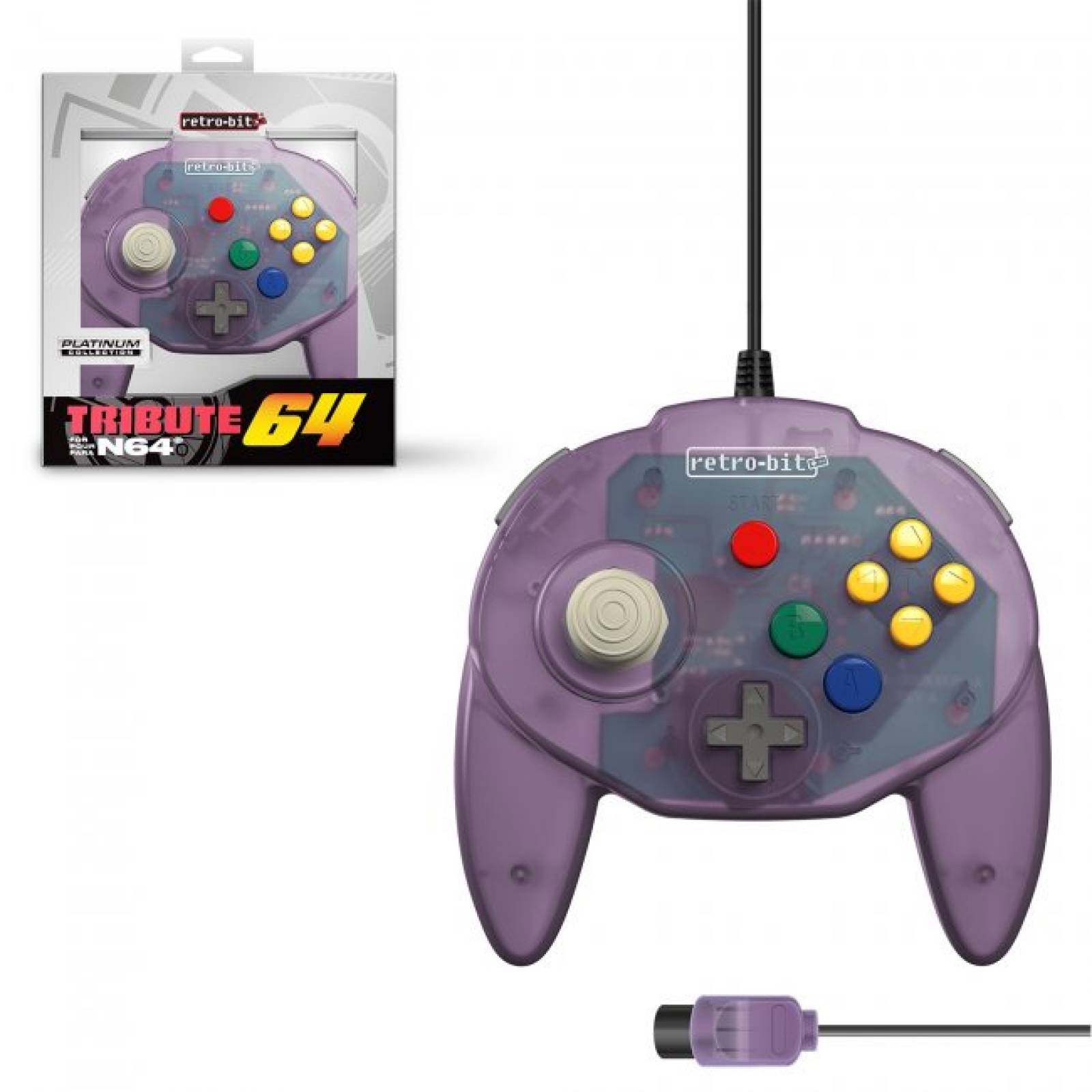 Control Tritube64 para Nintendo 64 N64 Morado Retro-Bit.