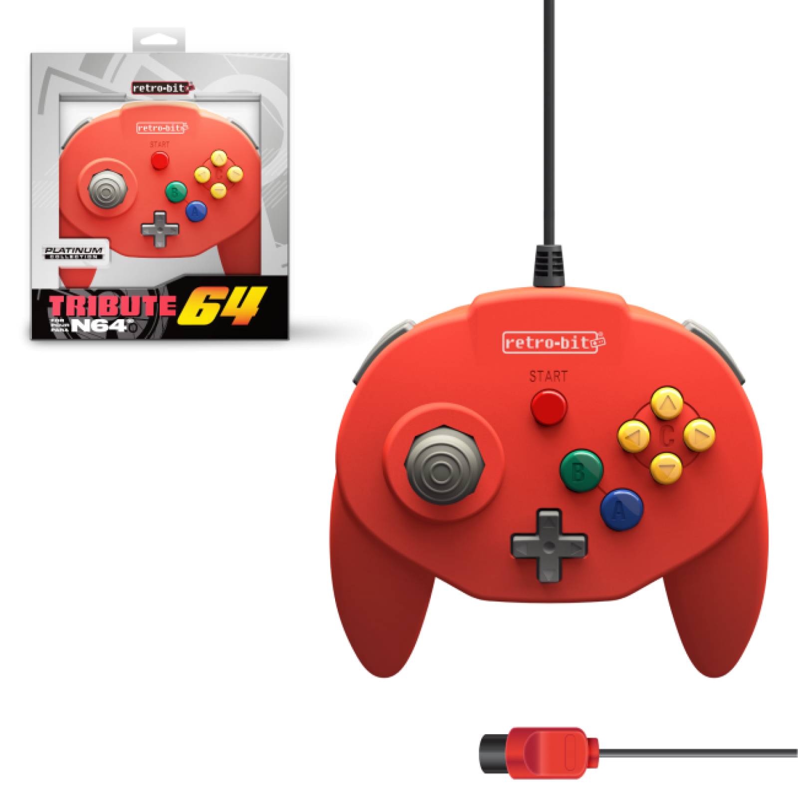 Control Tritube64 para Nintendo 64 N64 Rojo Retro-Bit