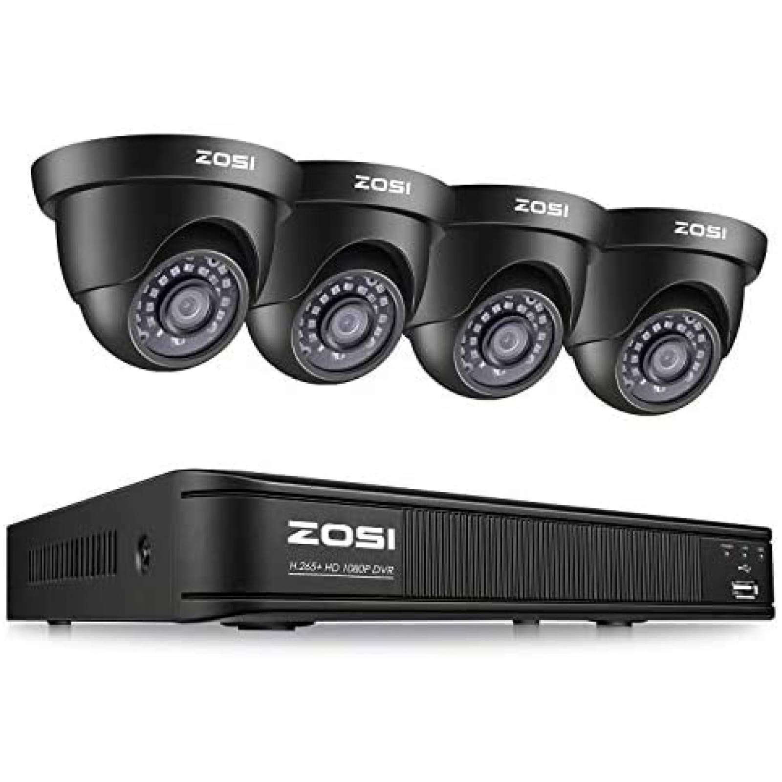 Cámaras de Seguridad ZOSI H.265+ DVR 4CH 1080P -Negro