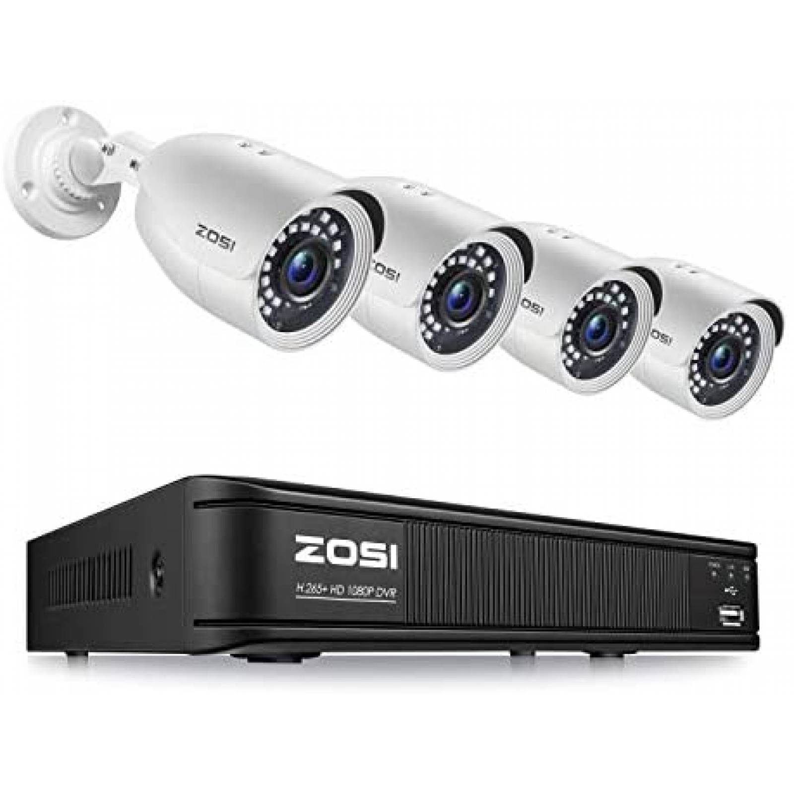 Sistema de 4 Cámaras de Seguridad ZOSI H.265+ FHD 1080P