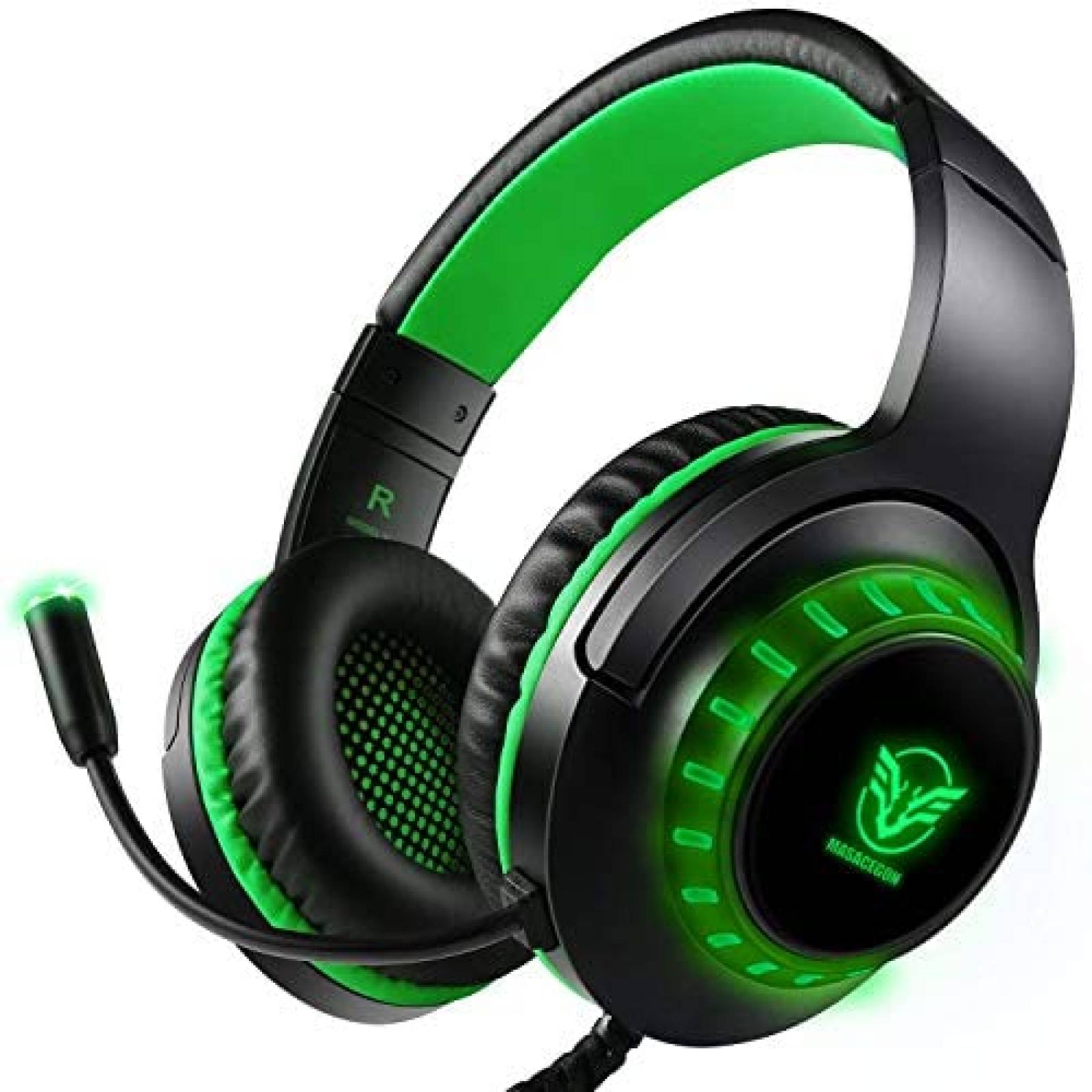 Audífonos Pacrate Gamer de Diadema Luces LED -Verde