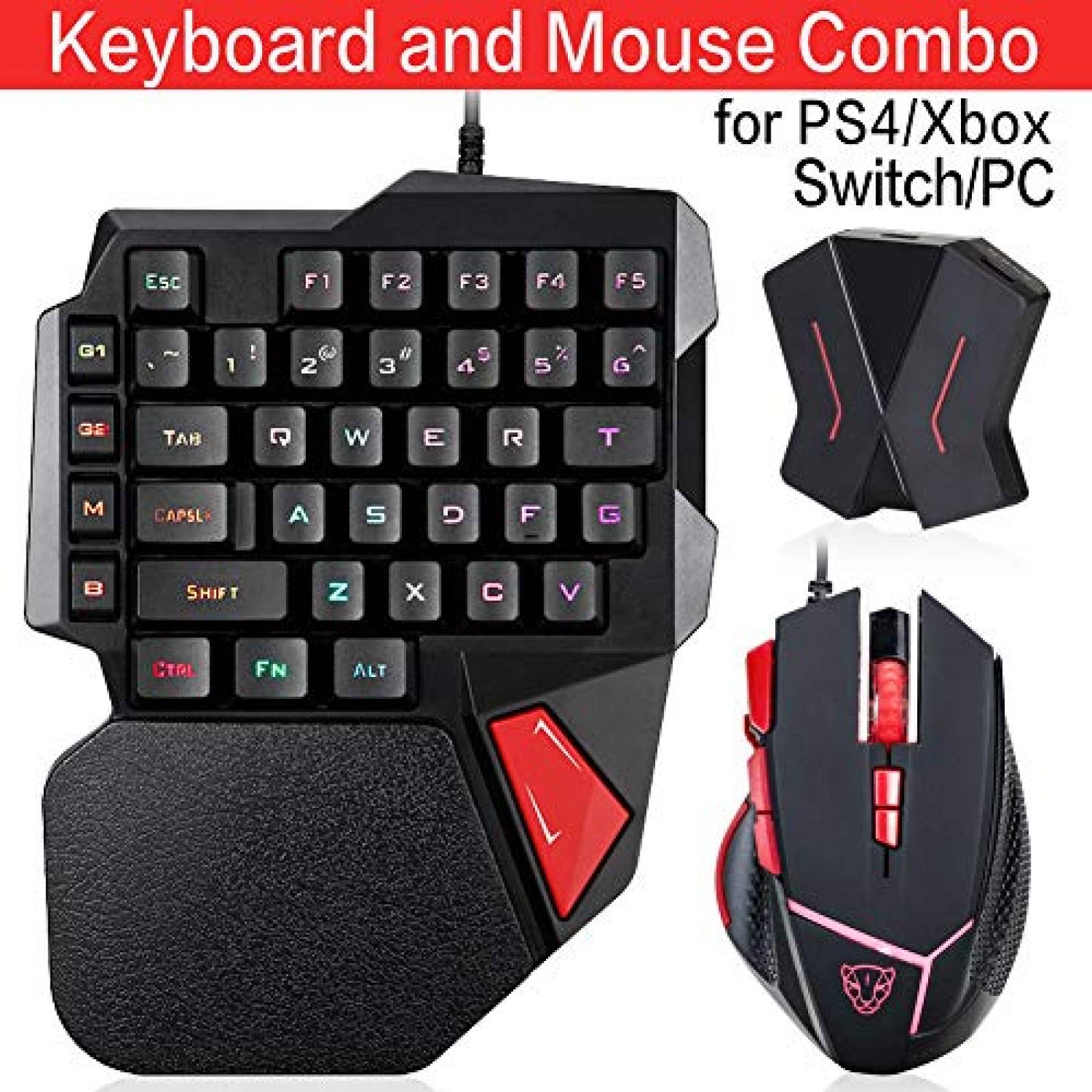 Teclado y Mouse Gamer ZJFKSDYX PS3 PS4 Switch Xbox -Rojo 