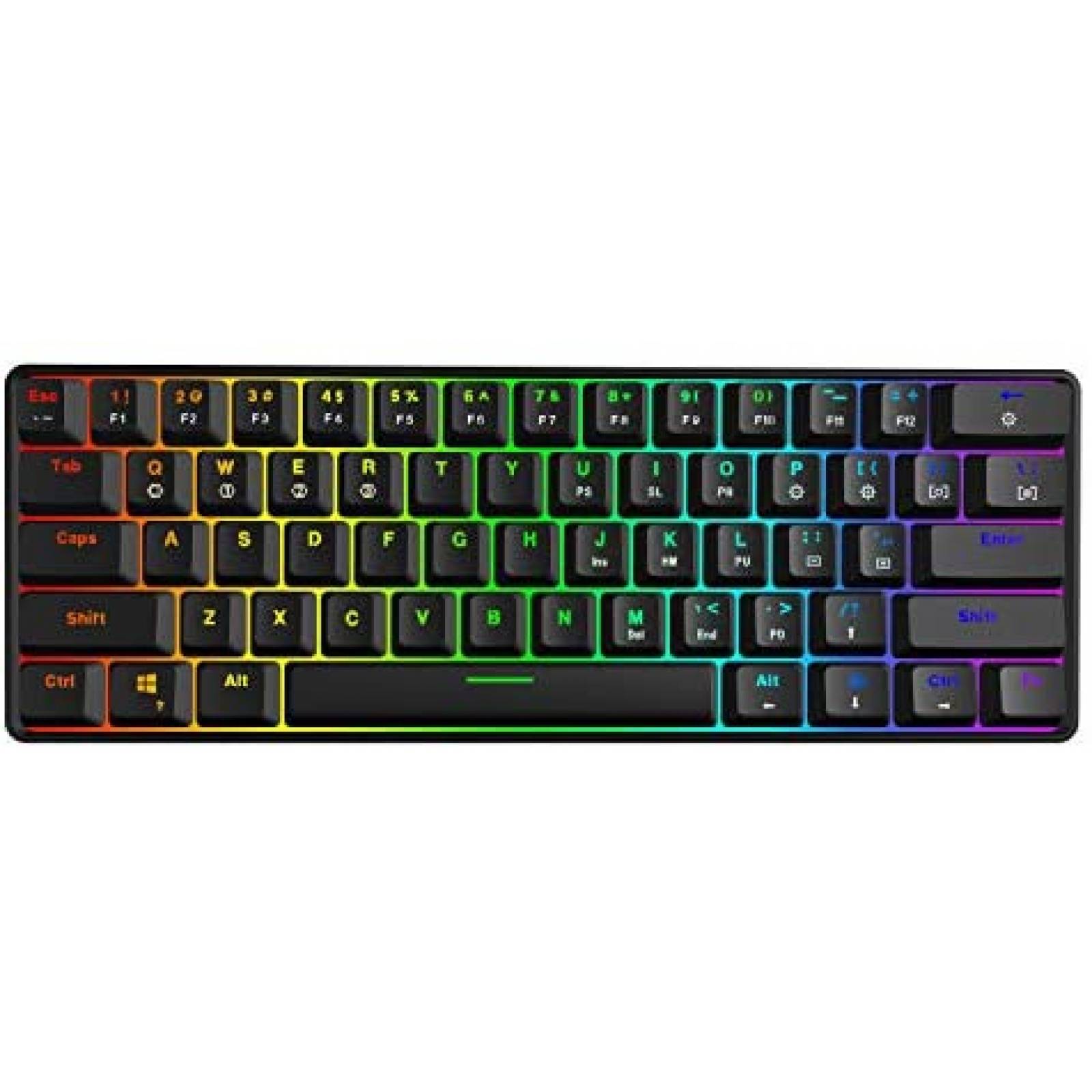 Teclado Gamer HK Gaming GK61 RGB Gateron Optical Yellow 
