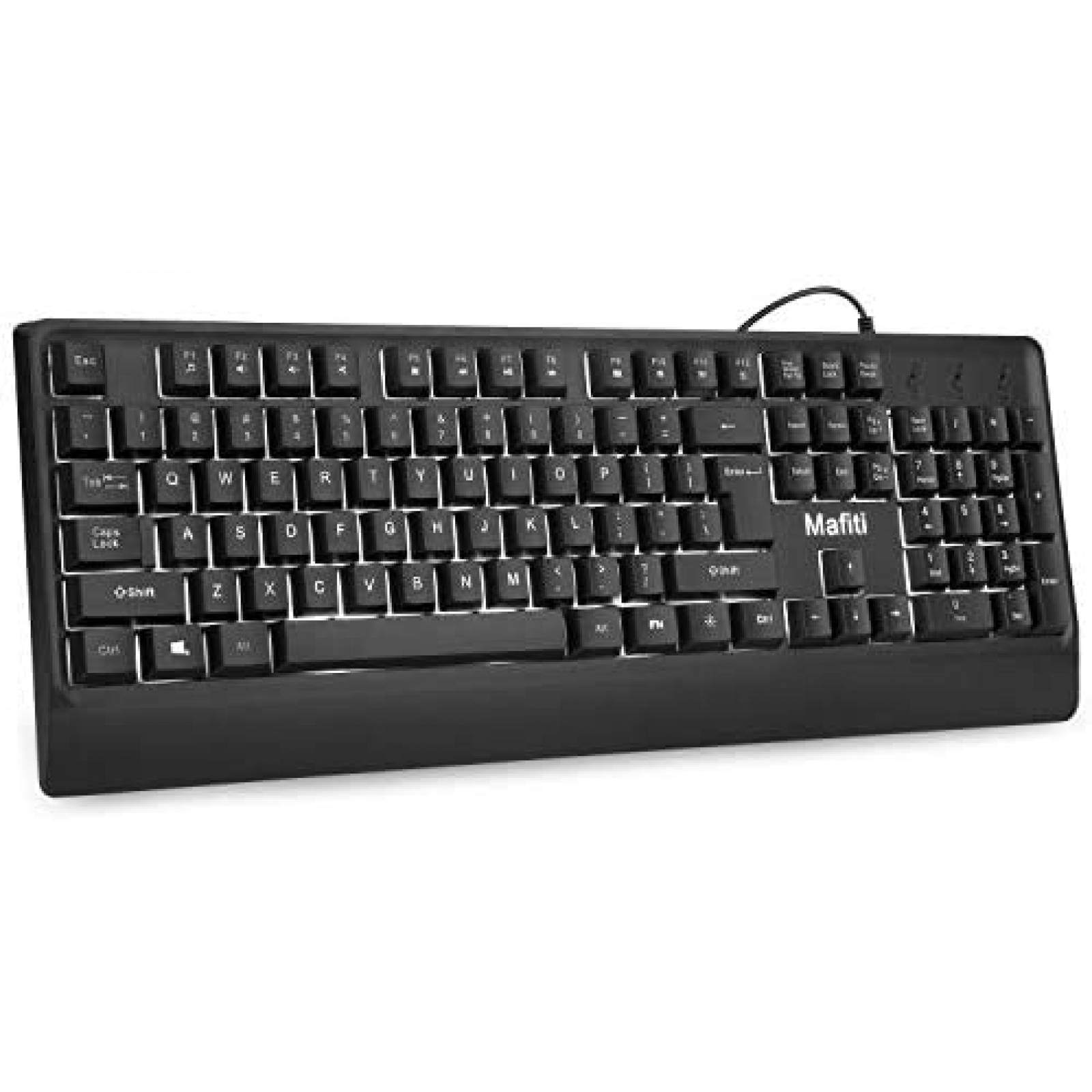 Teclado Mafiti Alámbrico USB 104 Teclas Ergonómico LED 