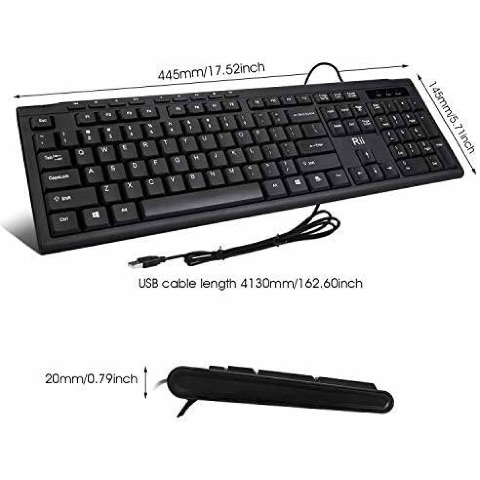 Teclado Rii RK907 Compacto USB Win10 104 Teclas Mac o PC