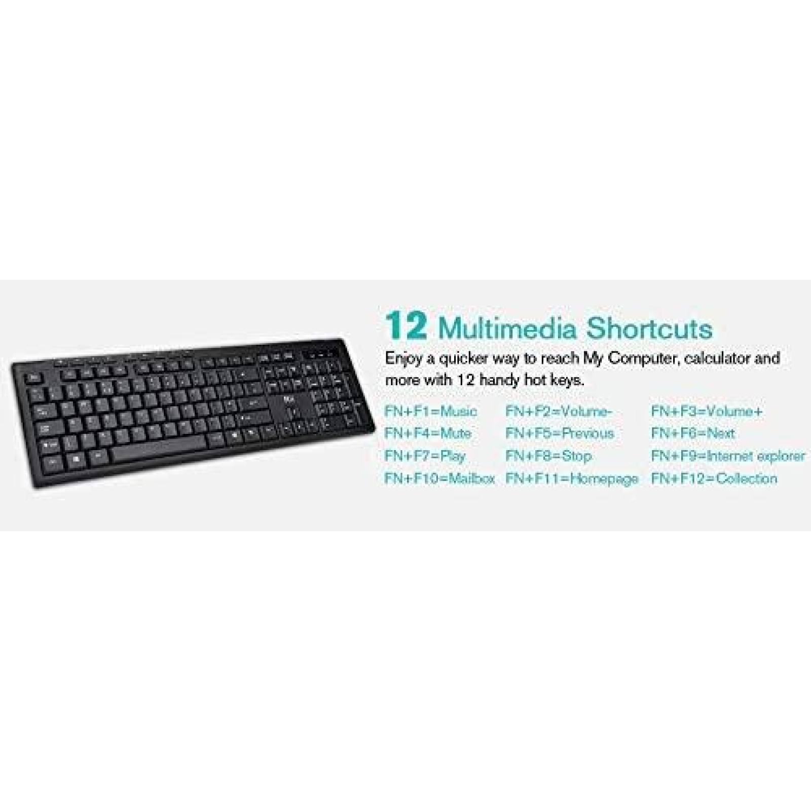 Teclado Rii RK907 Compacto USB Win10 104 Teclas Mac o PC