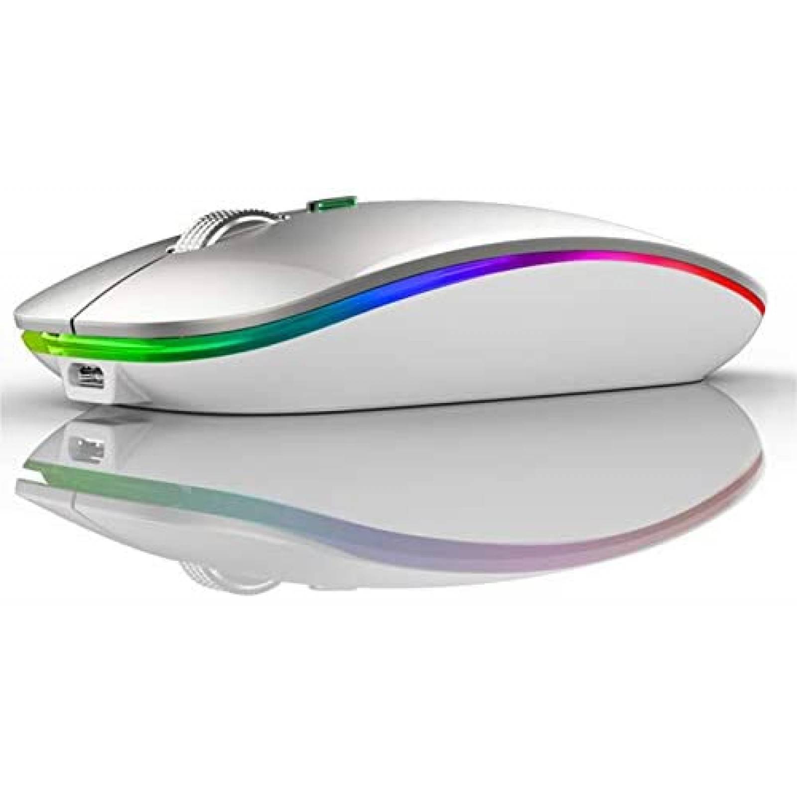 Mouse TENMOS LED USB Recargable 2.4GHz Bluetooth -Plateado