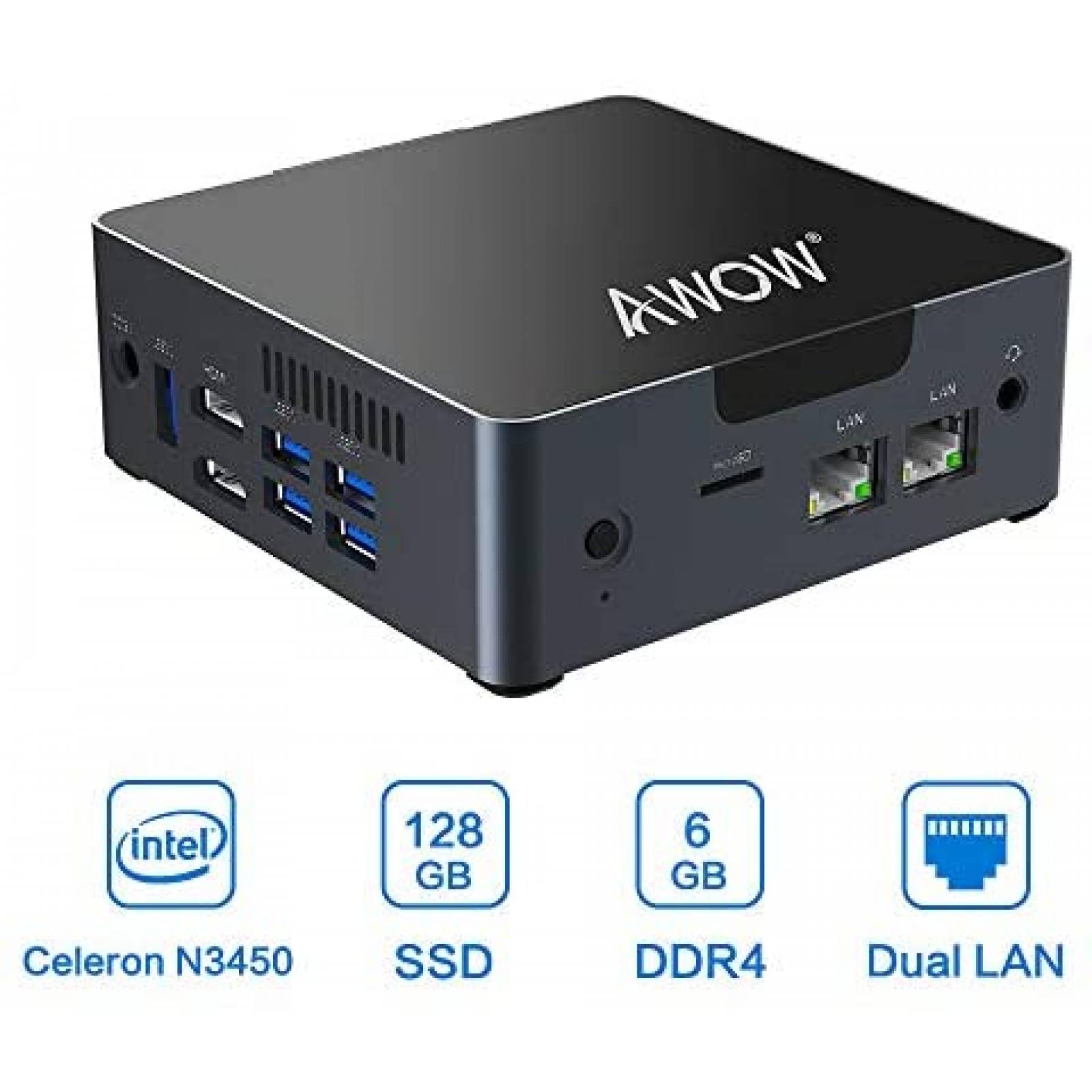Mini PC AWOW 6GB DDR4 Intel Celeron N3450 128GB SSD/Dual LAN 