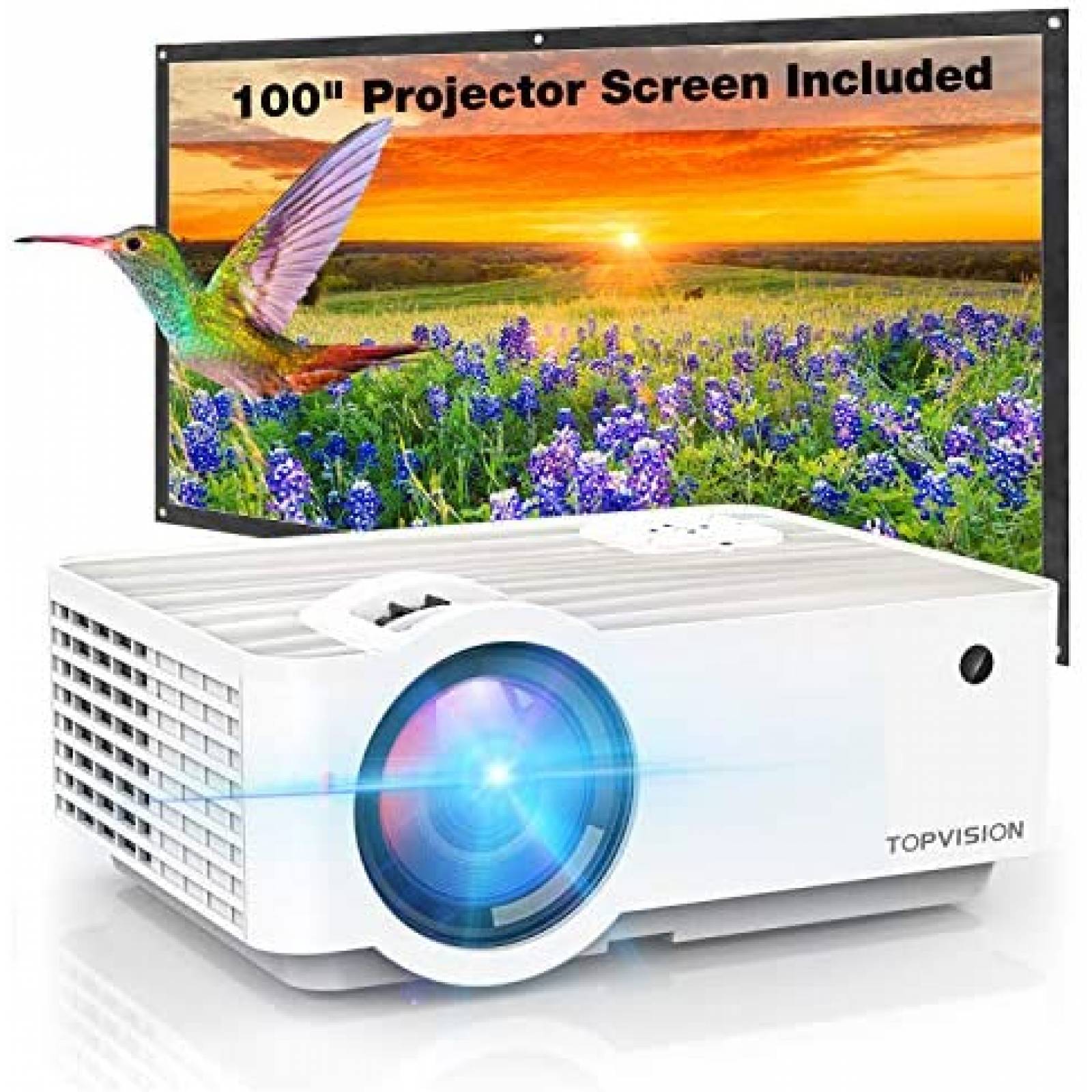 Proyector Portátil TOPVISION 4500L 100'' HDMI USB -Blanco 