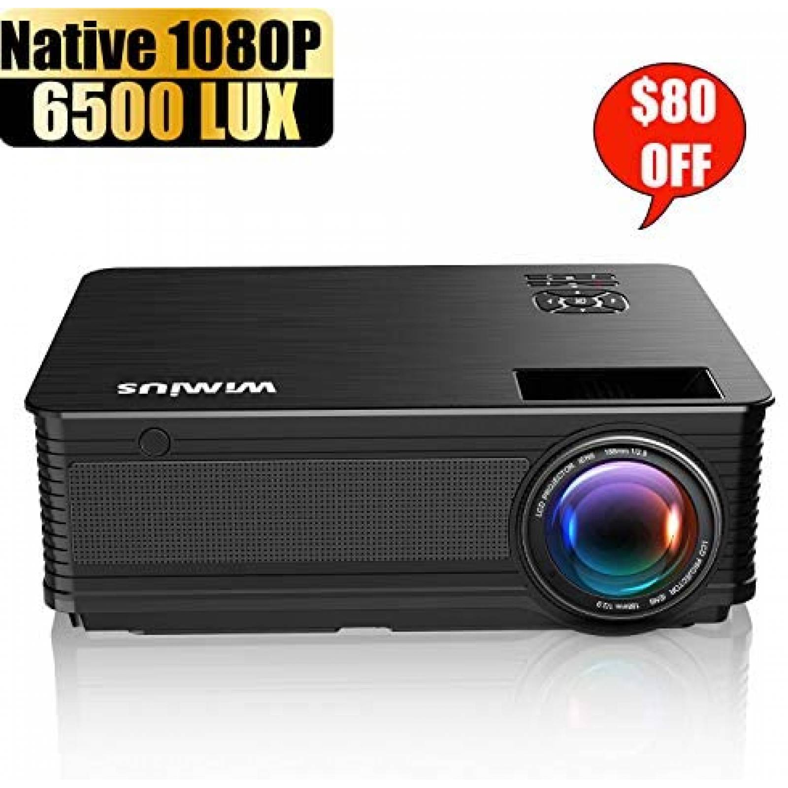 Proyector WiMiUS P18 6500 Lúmenes 1080p Fácil de Usar -Negro