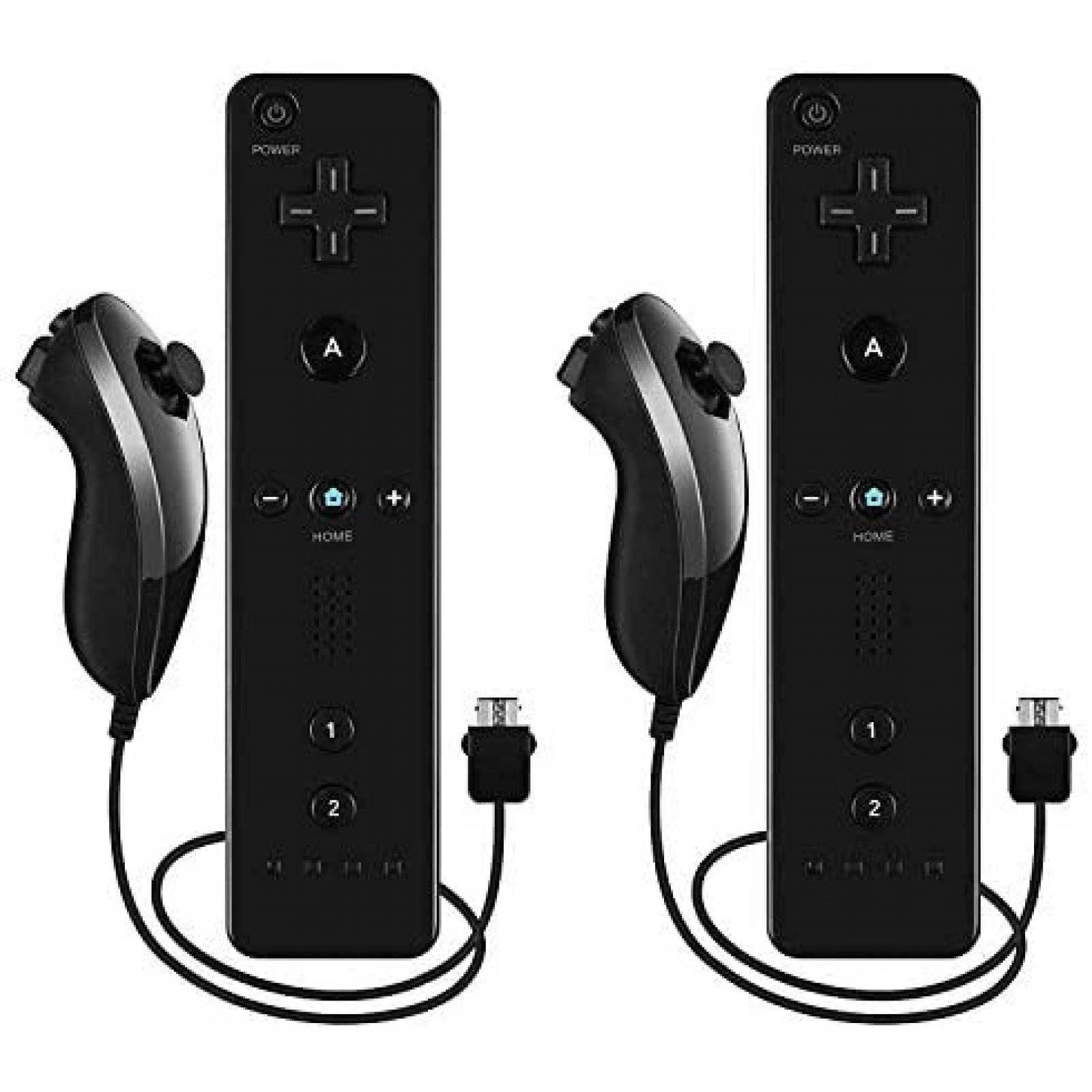 2 Controles de Consola Burcica 2 Nunchuck Wii/Wii U -Negro